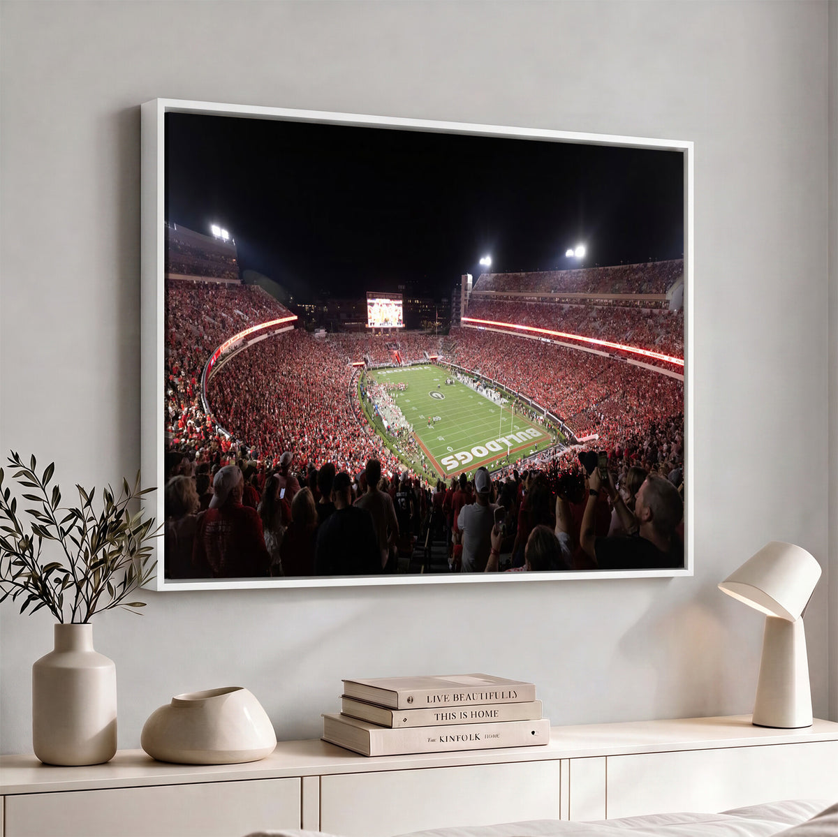 50587166-_Poster-30x20 - Sanford Stadium Georgia Bulldogs Canvas Print 3 Piece Framed Wall Art Extra Large Floating Frame Sports Poster Made in USA