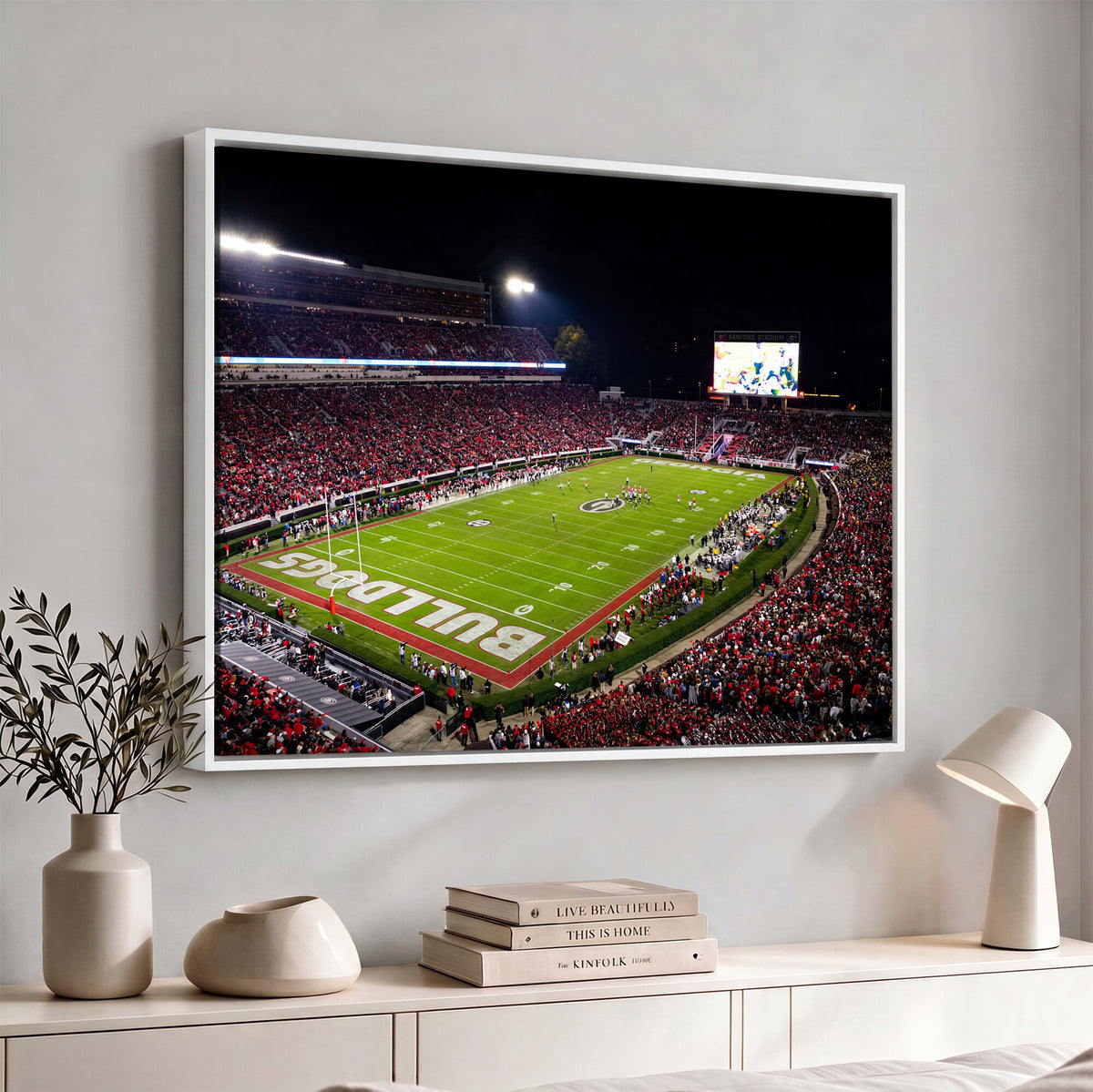 73520603-_Poster-30x20 - Georgia Bulldogs Sanford Stadium Canvas Print 3 Piece Framed Wall Art Extra Large Floating Frame Nature Poster Made in USA