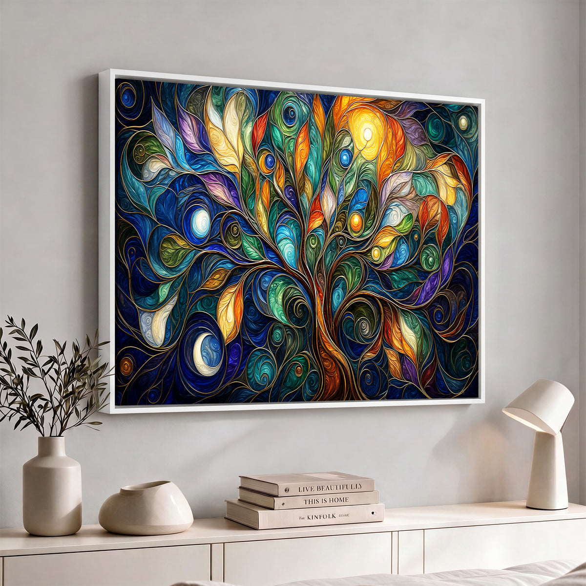 60127105-MGV-CV-36X24 - Psychedelic Tree Of Life Wall Art - Vibrant Swirl Cosmic Nature Decor