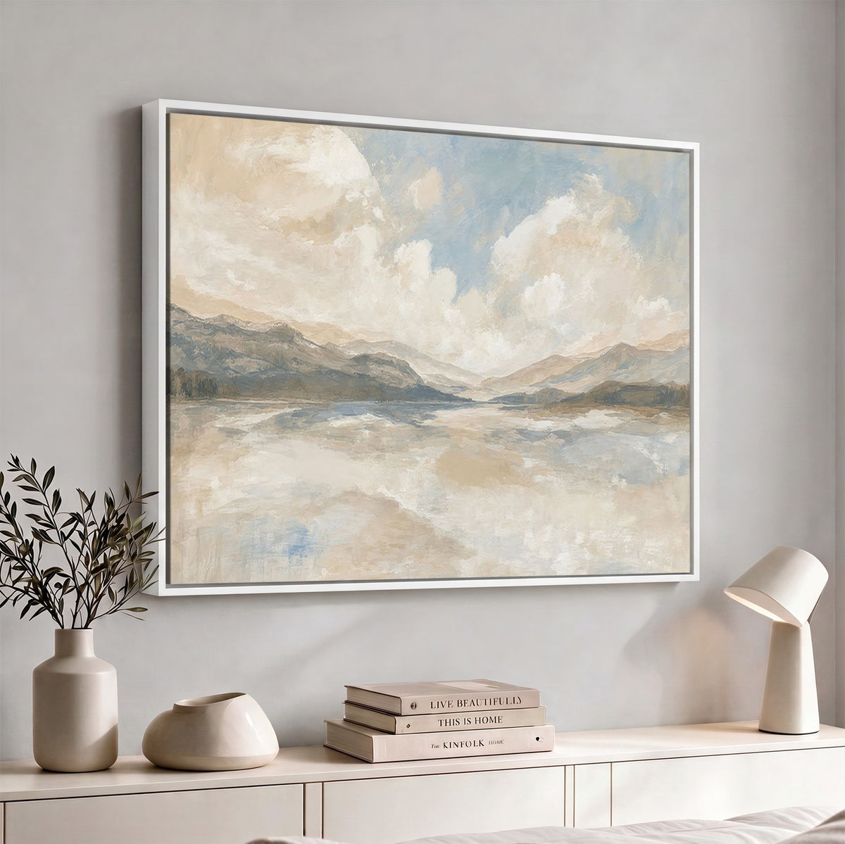 12998065-_Poster-30x20 - Serene Mountain and Lake Landscape Canvas Wall Art
