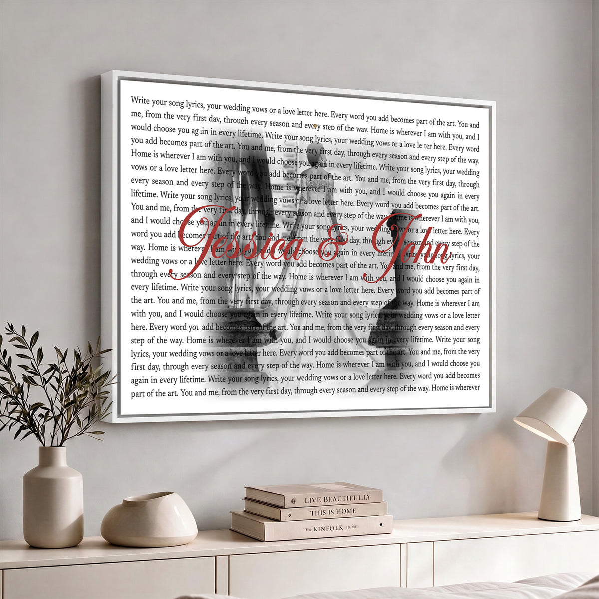 CSTM914LIRIK-MGV-CV-36X24 - Song Lyrics over Photo Canvas Print – Personalized Wedding Song and Photo Wall Art