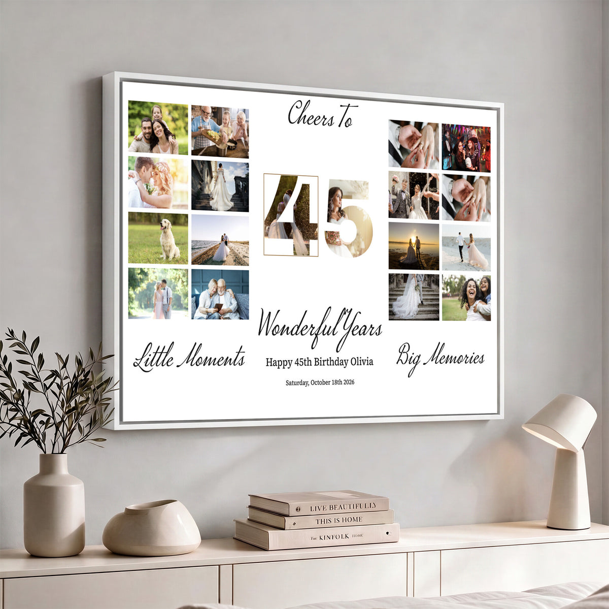 CSTM914CLJ-MGV-CV-36X24 - Moments and Memories Canvas Print – Personalized Birthday Photo Grid Wall Art