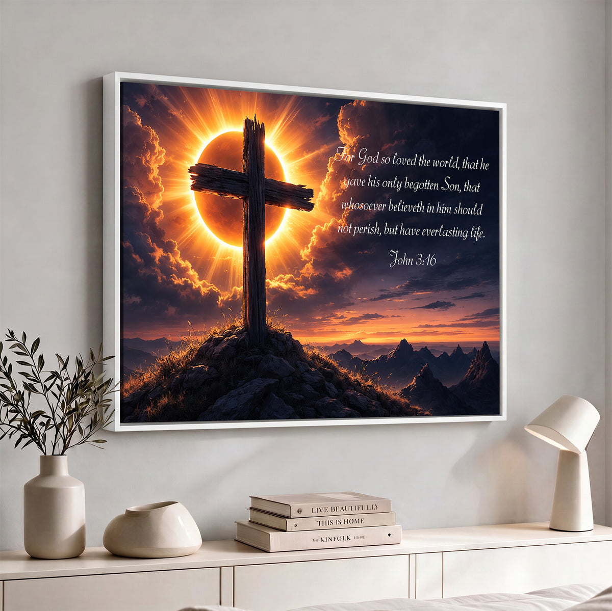 Custom Bible Verse Cross Canvas, Personalized Christian Wall Art