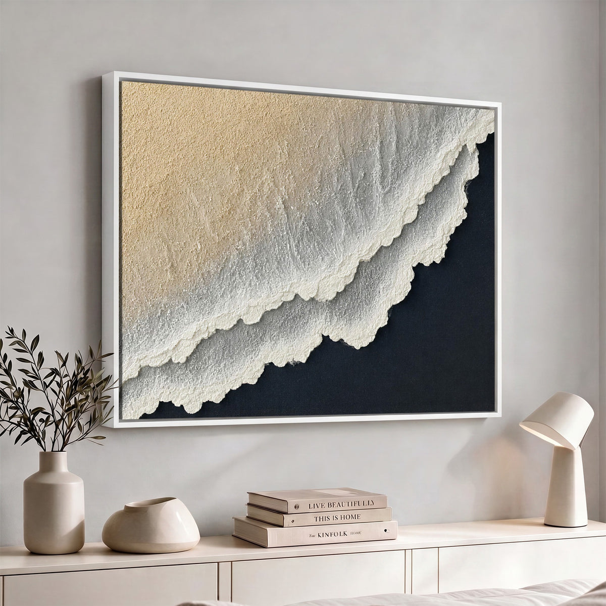 32969959-MGV-CV-24X16 - Abstract Ocean Wave Canvas Wall Art, Coastal Beach Wall Decor for Living Room