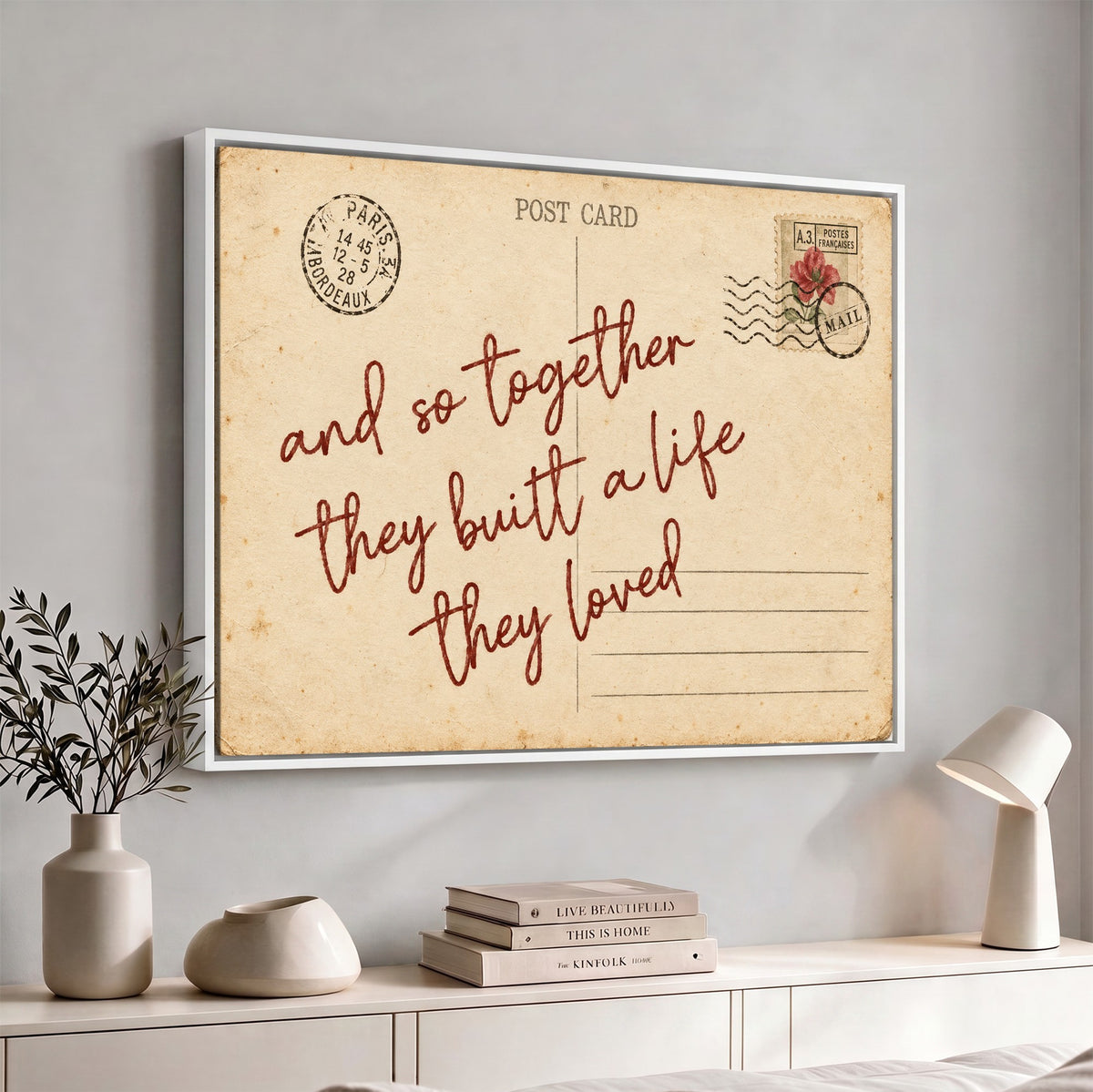 Personalized vintage postcard canvas with custom love note, view 18