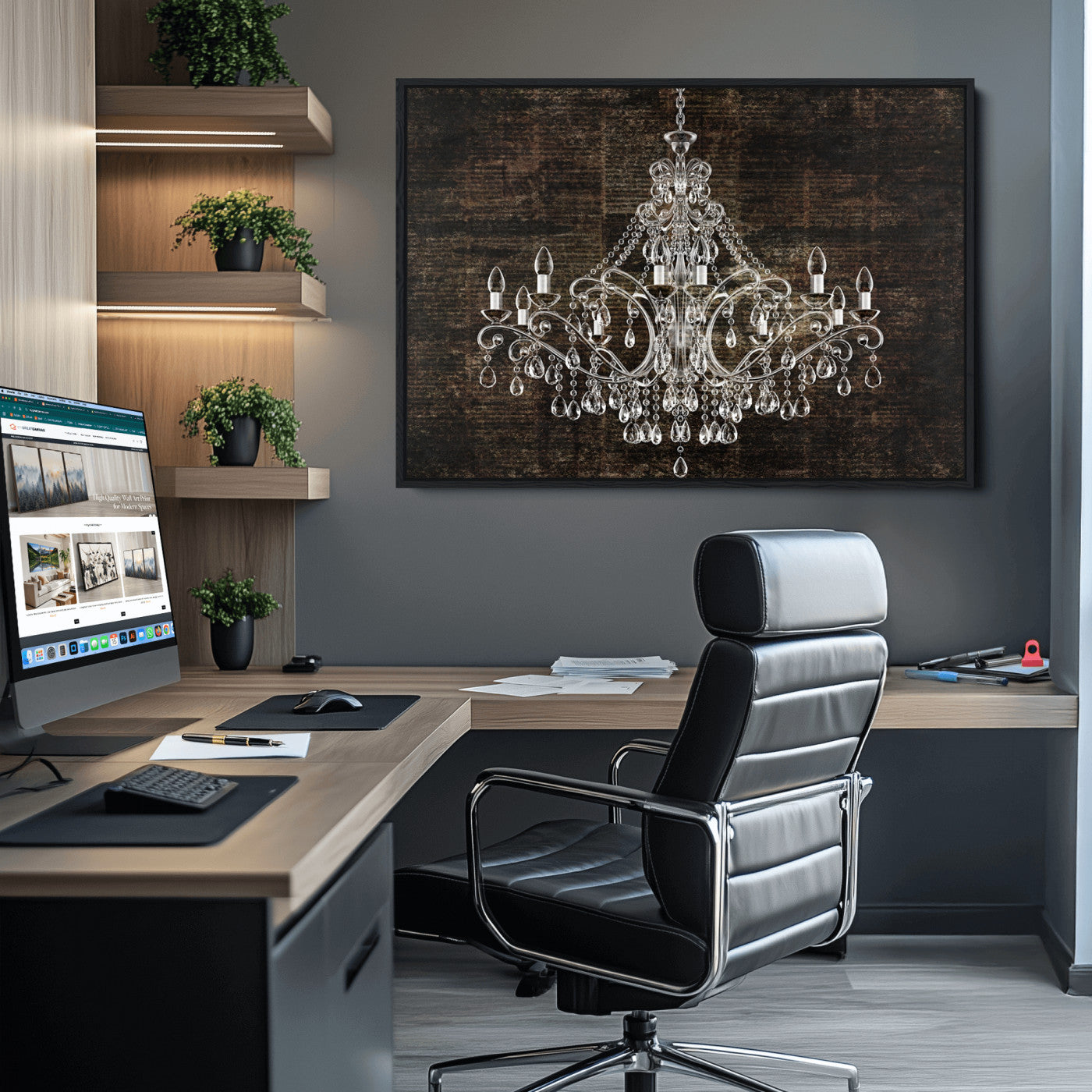 69434-MGV-FC-36X24_Black-Rustic Chandelier Canvas Print
