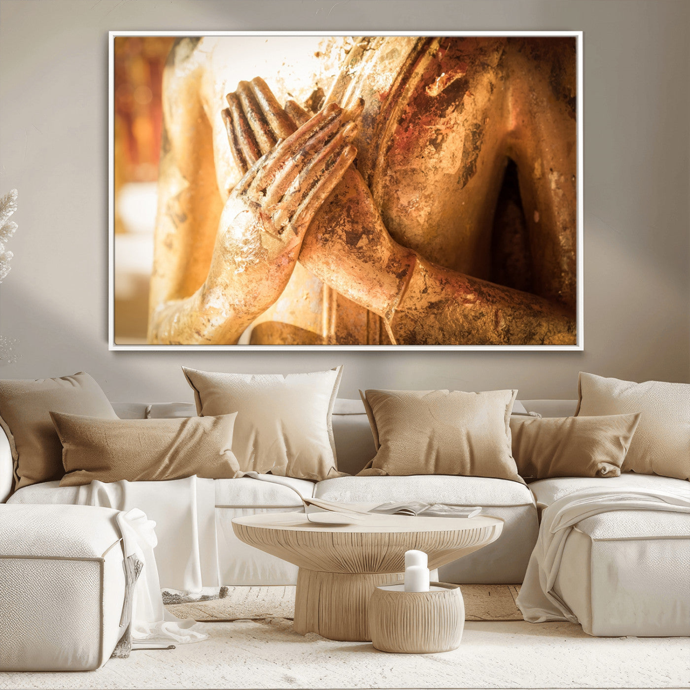 -Buddha Statue Hands Wall Art Canvas Print