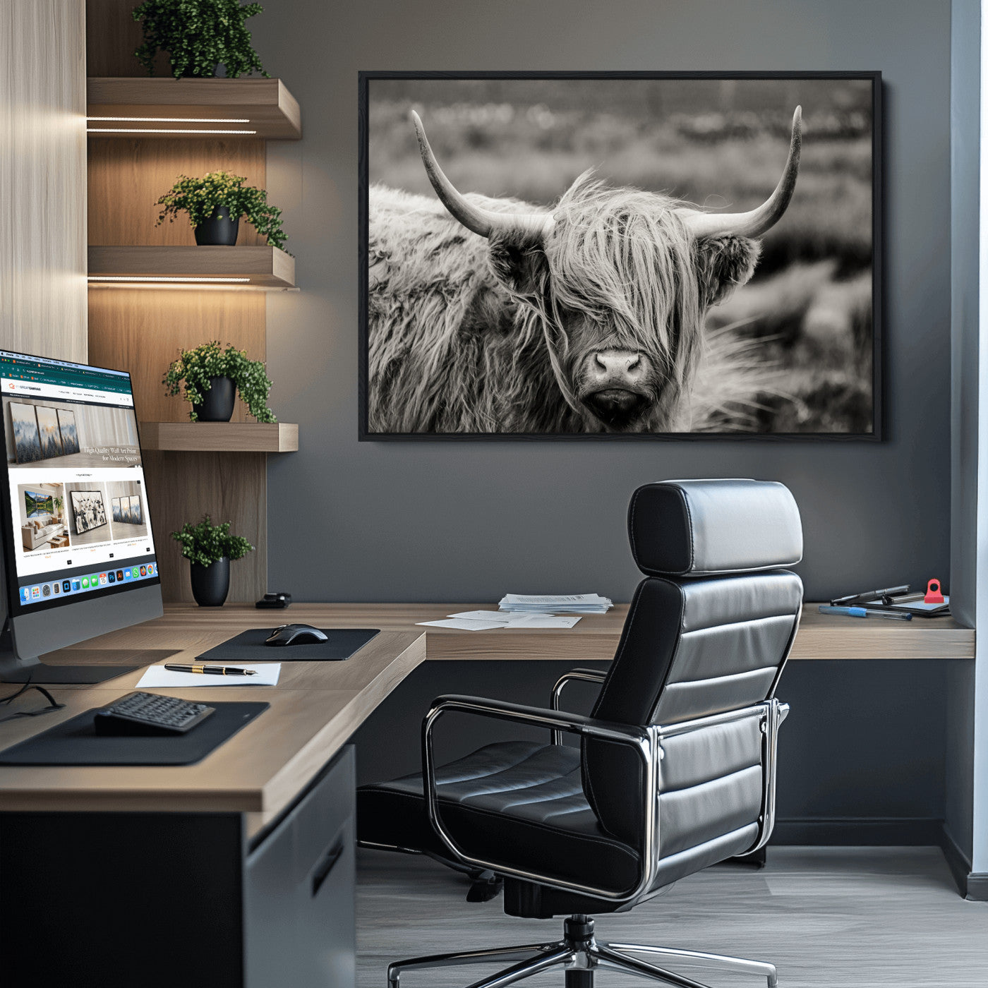 67365-MGV-CV-36X24-Cow Focus Canvas Wall Art Print