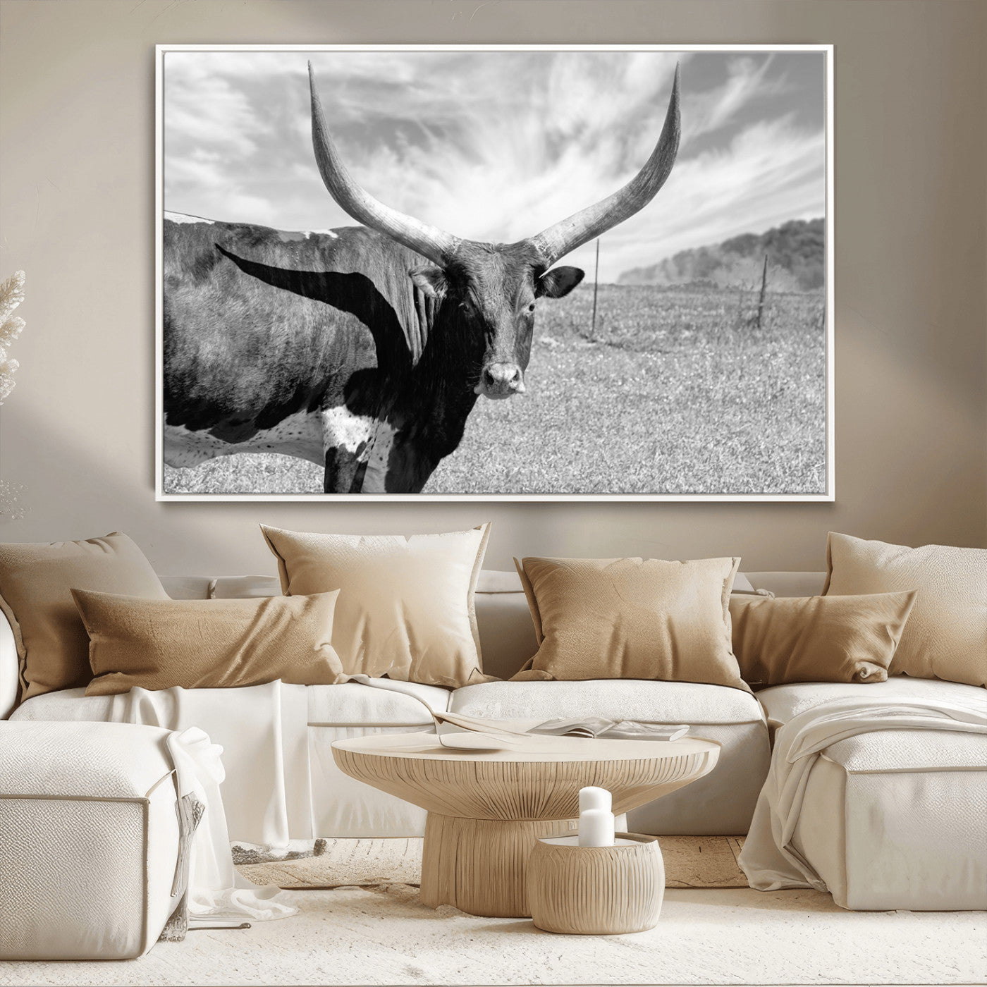 MGV-FC-36X24 - Cattle Wall Art Longhorn Cow Canvas Print