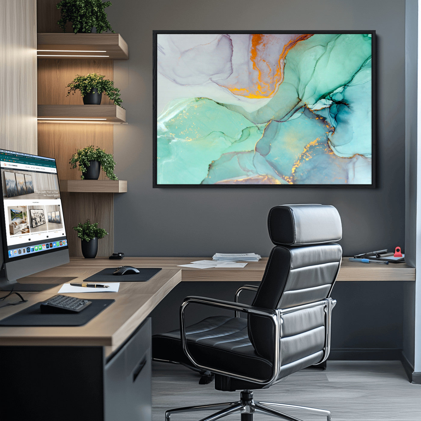 36934-MGV-CV-36X24-Colorful Marble Fluid Effect Canvas Wall Art Print