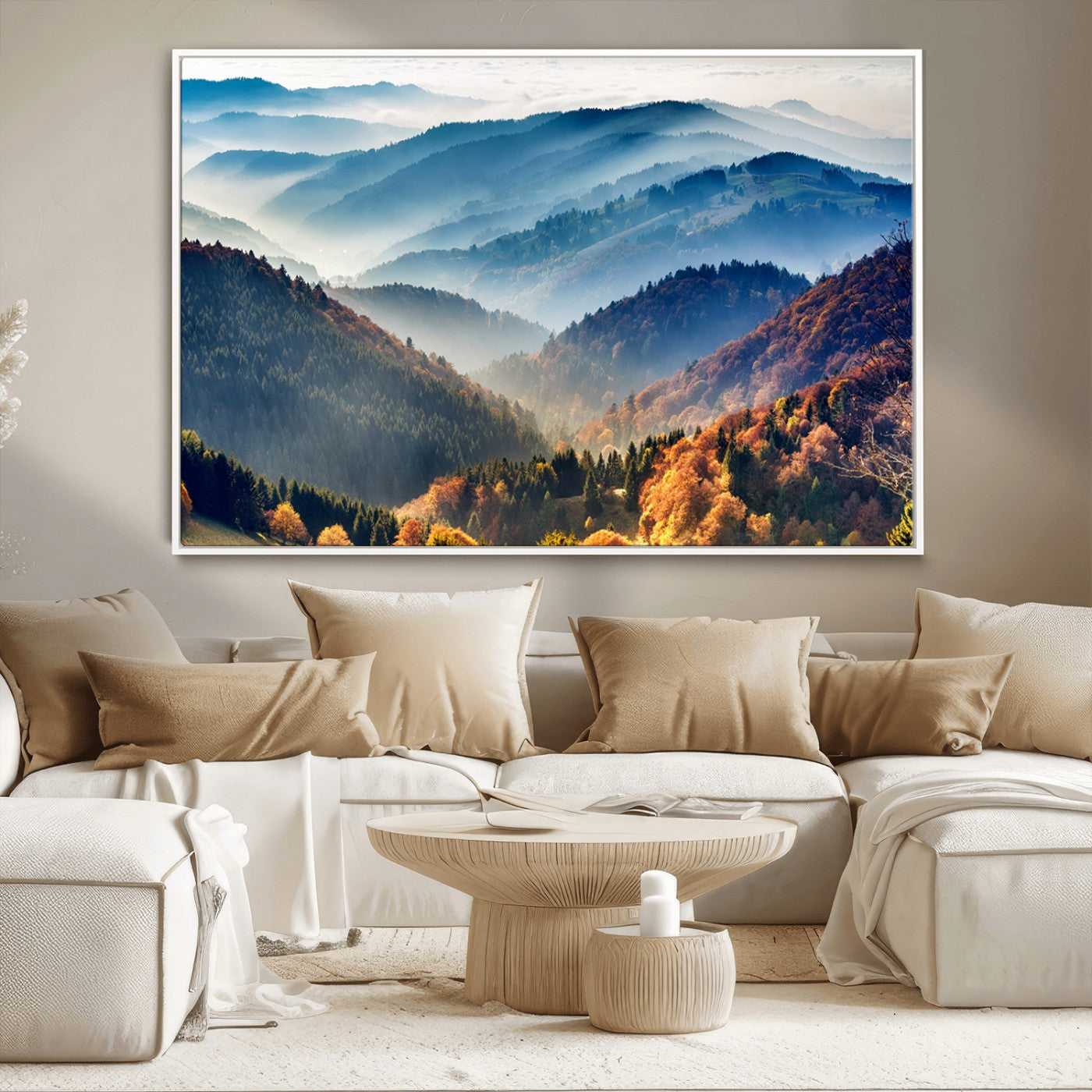 MGV-FC-36X24 - Mountains Forest Autumn Wall Art Canvas Print