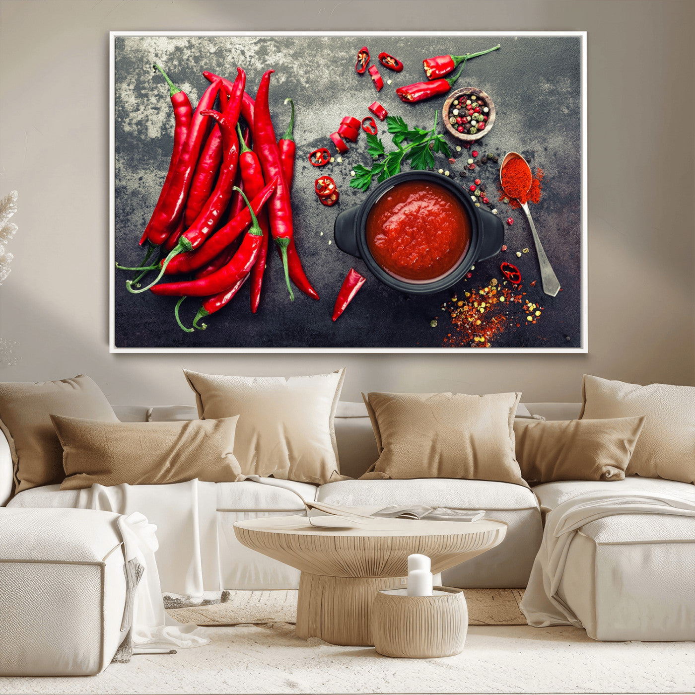 MGV-FC-36X24 - Red Pepper Kitchen and Restaurant Wall Wall Art, Red Pepper Kitchen Wall Decor Canvas Print