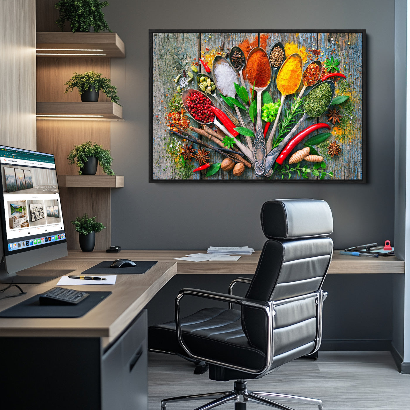 20619-MGV-CV-36X24-Spoonful of Spices Cooking Wall Art Canvas Print - Vibrant Kitchen Decor Triptych – Culinary Art Print for Dining Room or Kitchen – Ready to