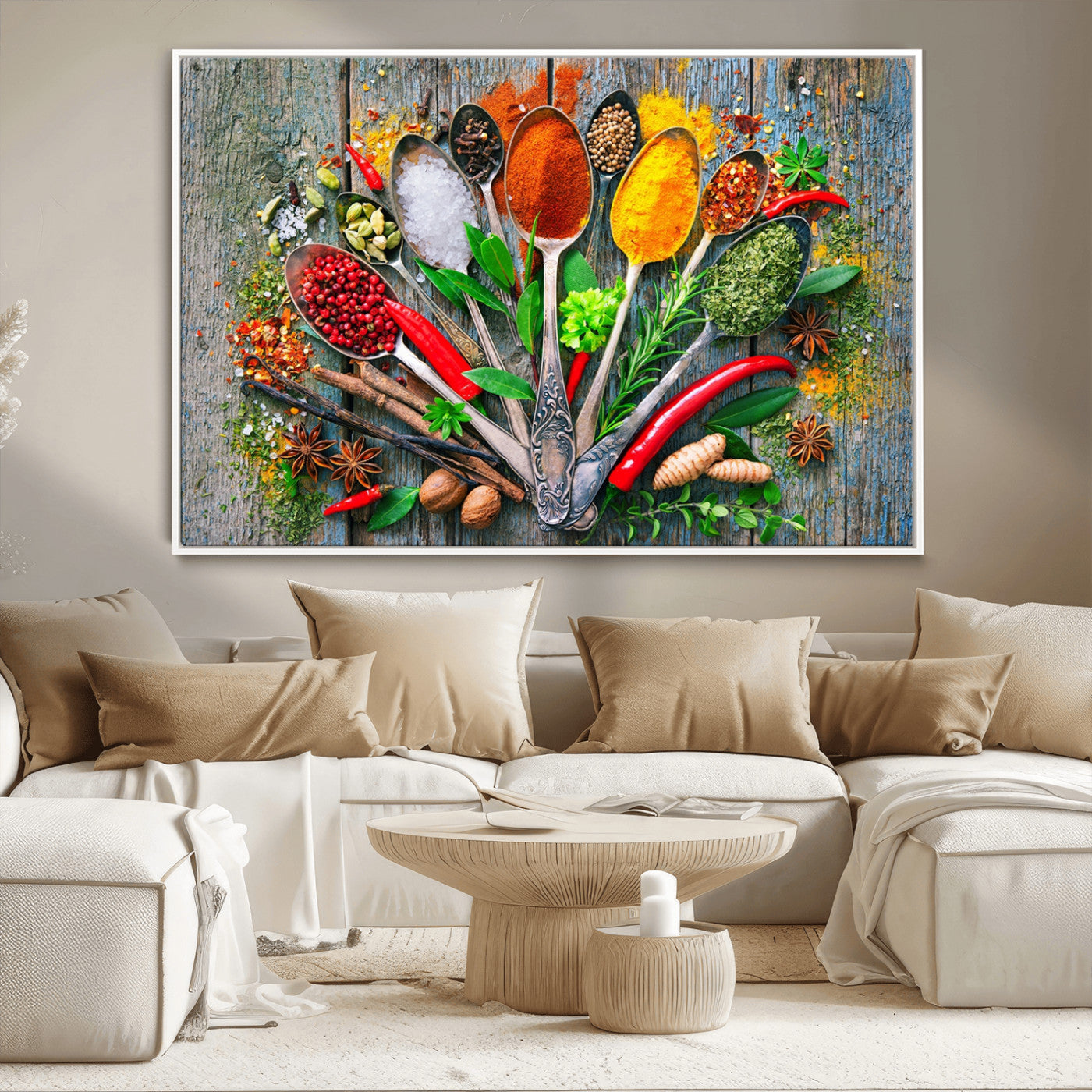 MGV-FC-36X24 - Kitchen Wall Art Print - Spoonful of Spices Cooking Wall Art Canvas Print - Vibrant Kitchen Decor