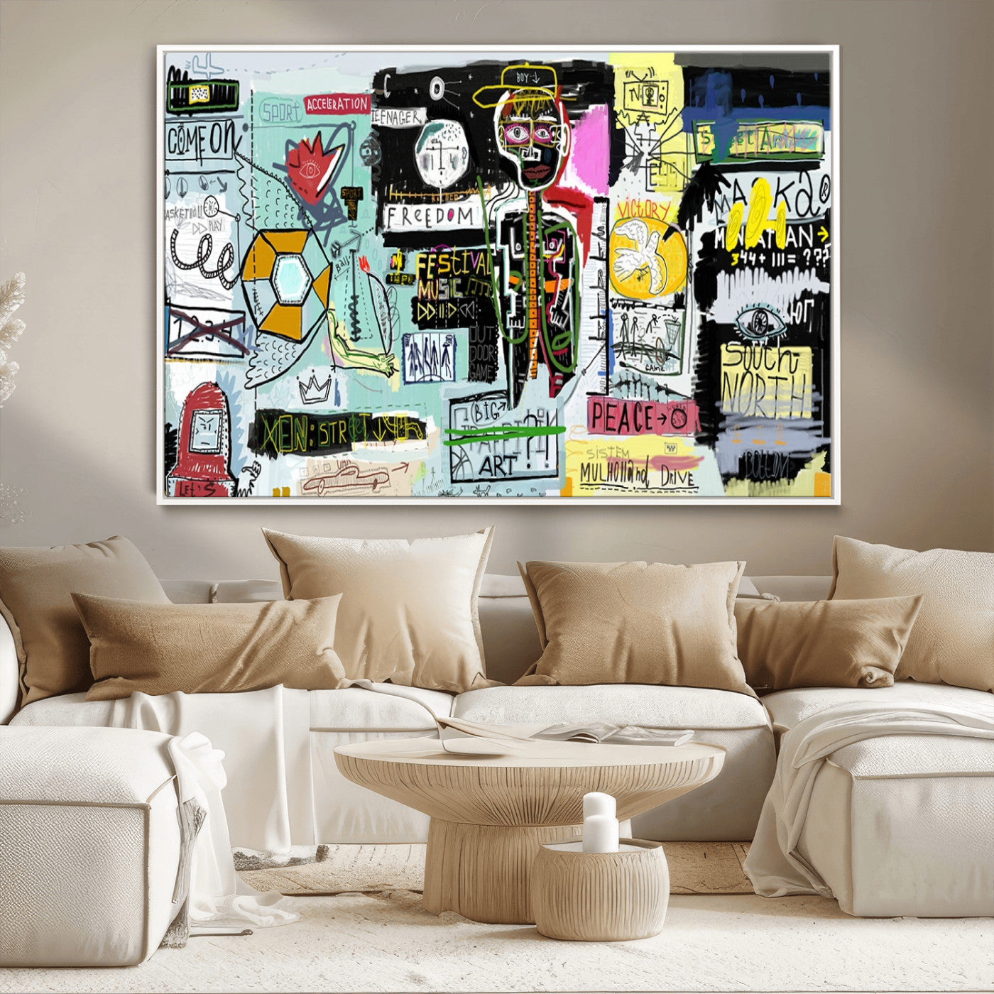 MGV-FC-36X24 - Abstract Graffiti Canvas Street Art-Inspired Graffiti Triptych Canvas – Modern Abstract Wall Art for