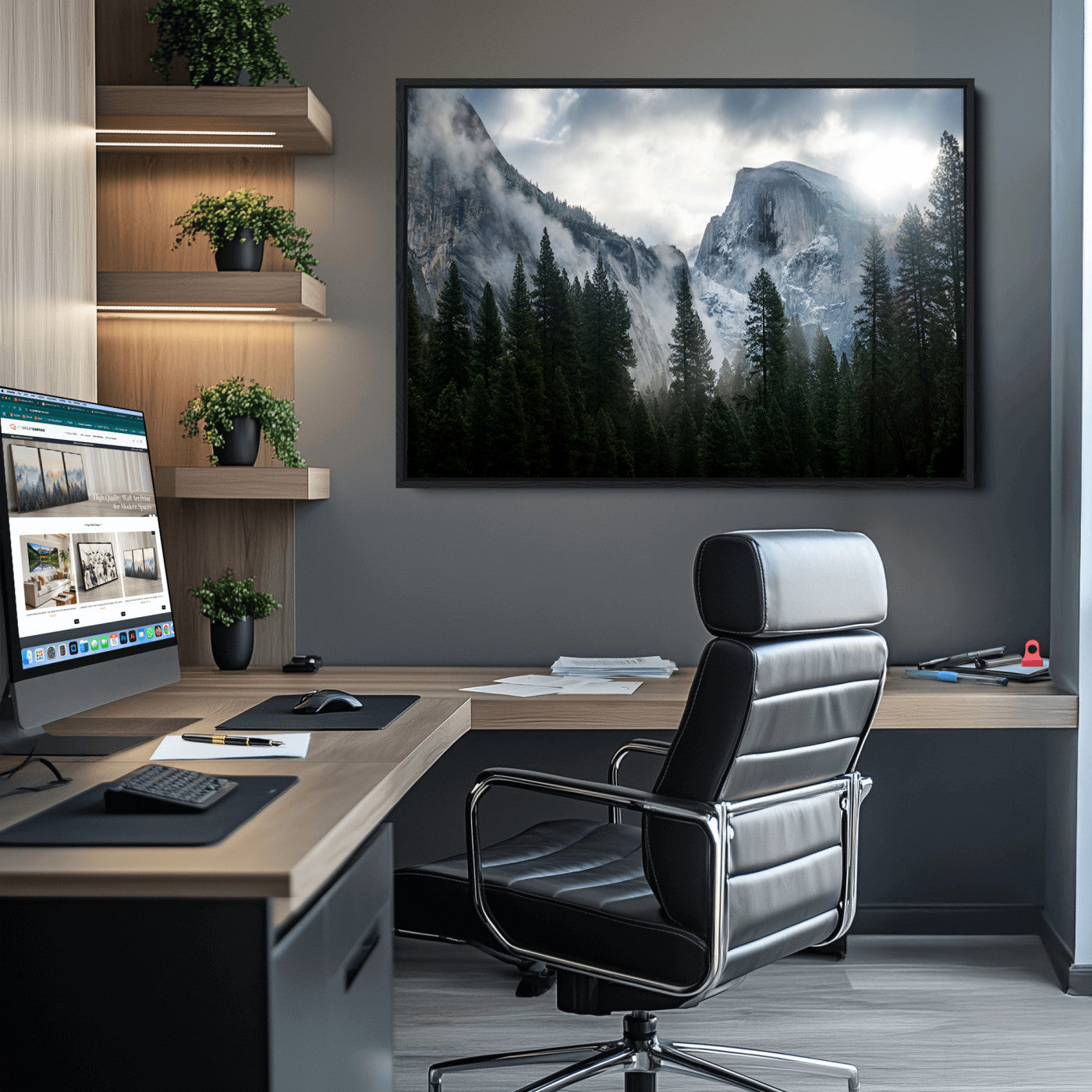 98725-MGV-CV-36X24-Wall Art Foggy Forest Landscape Canvas Print