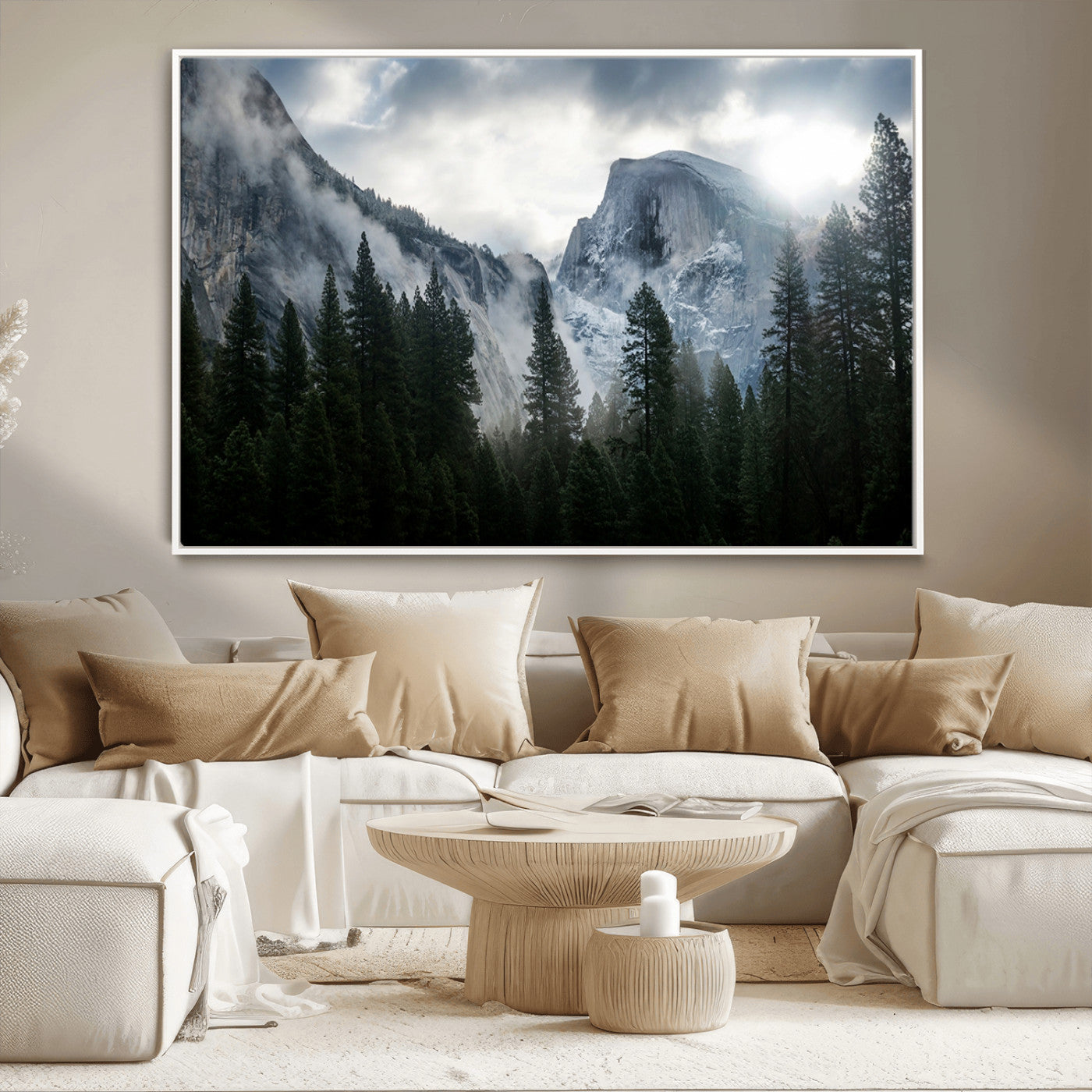 MGV-FC-36X24 - Yosemite National Park El Capitan Foggy Mountain Wall Art | Large Canvas Print for Living Room,