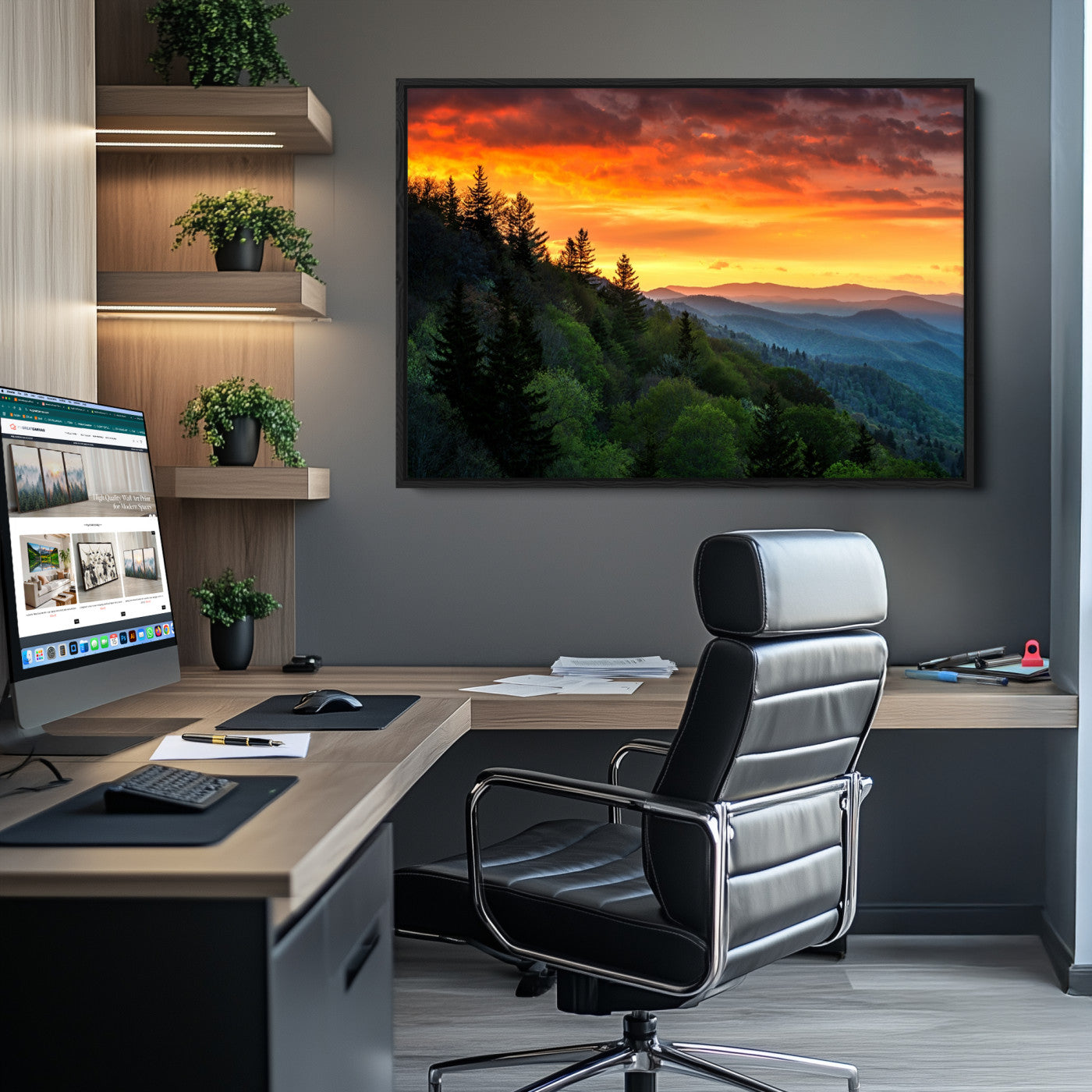 28501-MGV-CV-36X24-Forest Landscape Wall Art Sunset Canvas, Forest Sunset Canvas Print