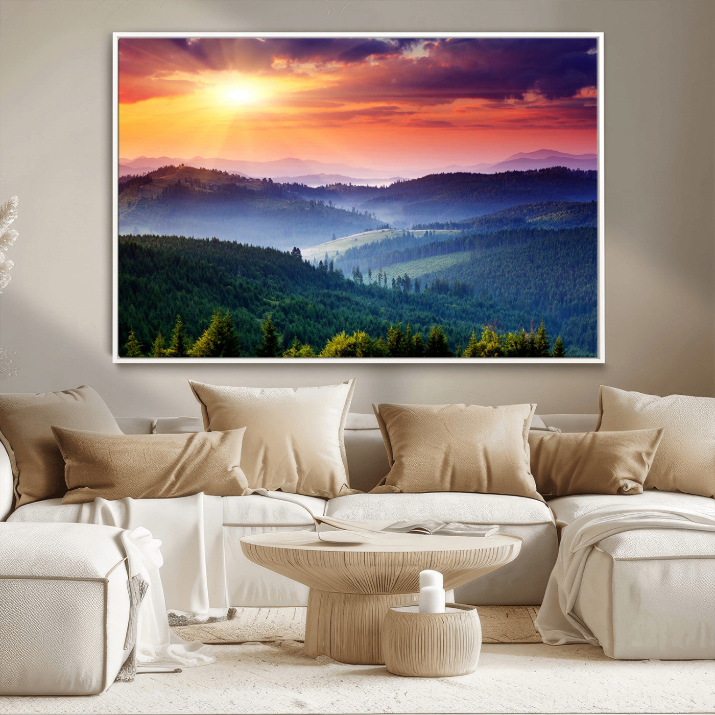 MGV-FC-36X24 - Mountain and Sunset Wall Art Canvas Print