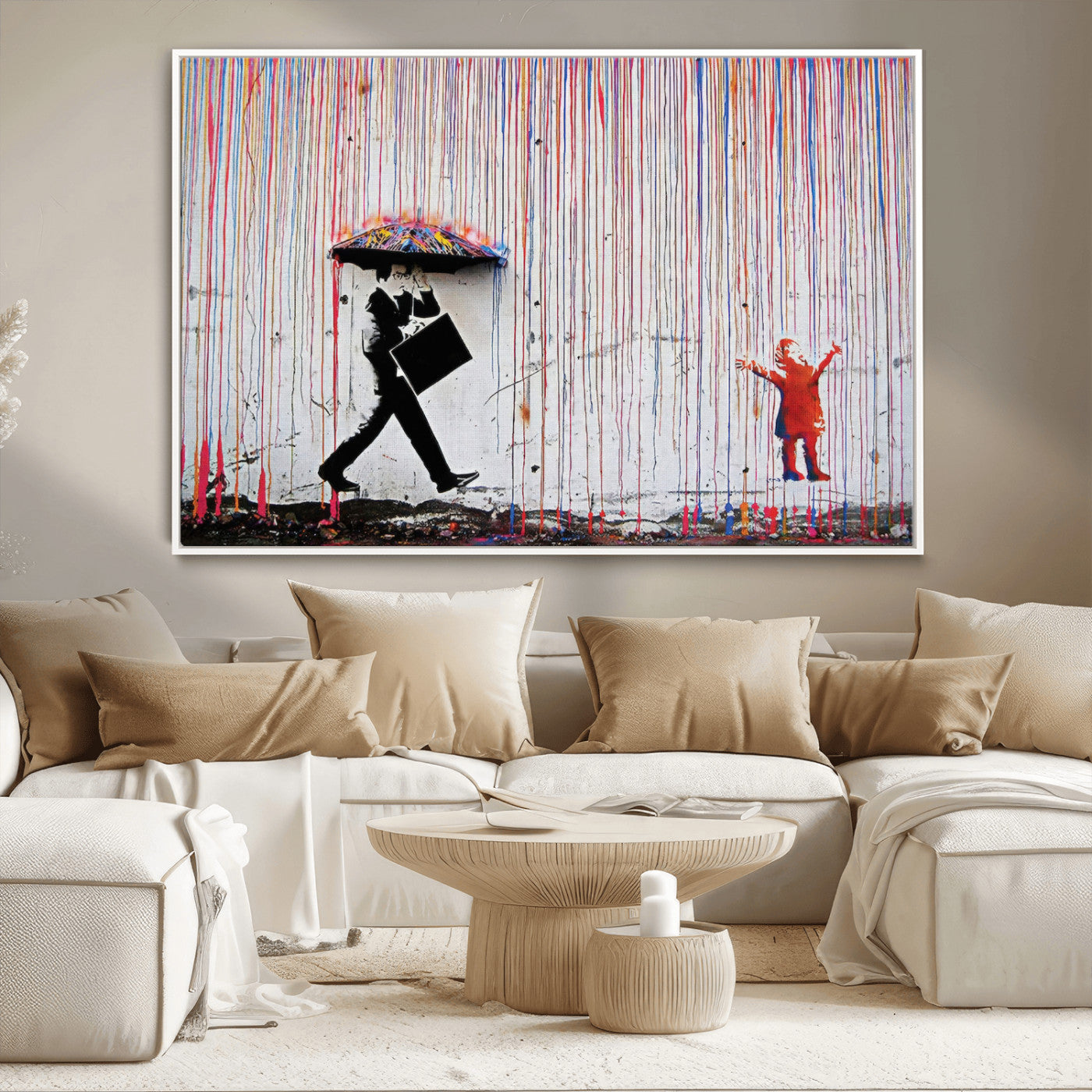 MGV-FC-36X24 - Banksy Wall Art Canvas Print, Framed Graffiti Art Picture Print, Banksy Urban Graffiti Perfect Modern Decor Artwork