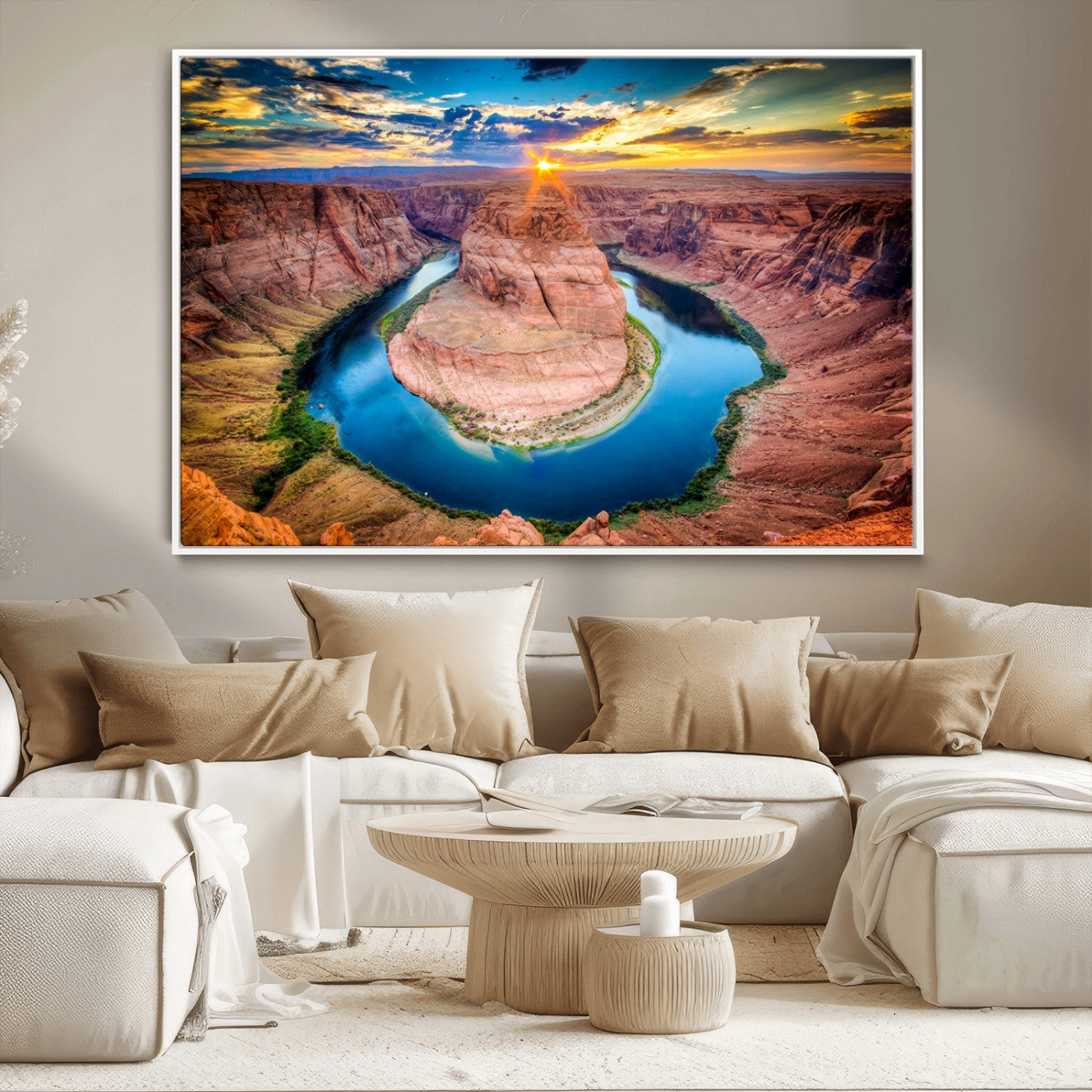 MGV-FC-36X24 - Sunset on the Horseshoe Bend Grand Canyon, Horseshoe Bend Grand Canyon Canvas Wall Art Print