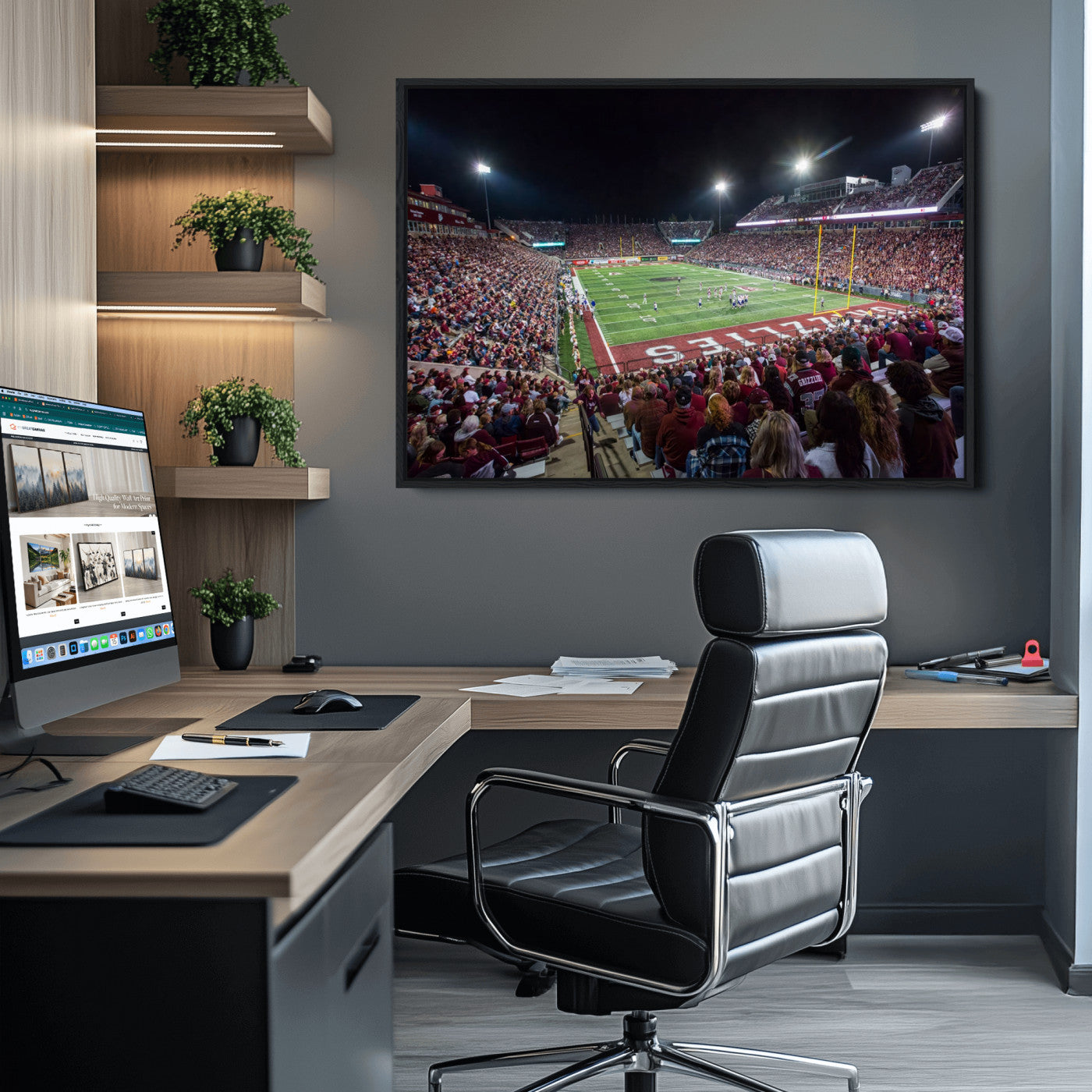 56191-MGV-CV-36X24-American Football Wall Art Canvas Print, Stadium Sport Wall Art Print