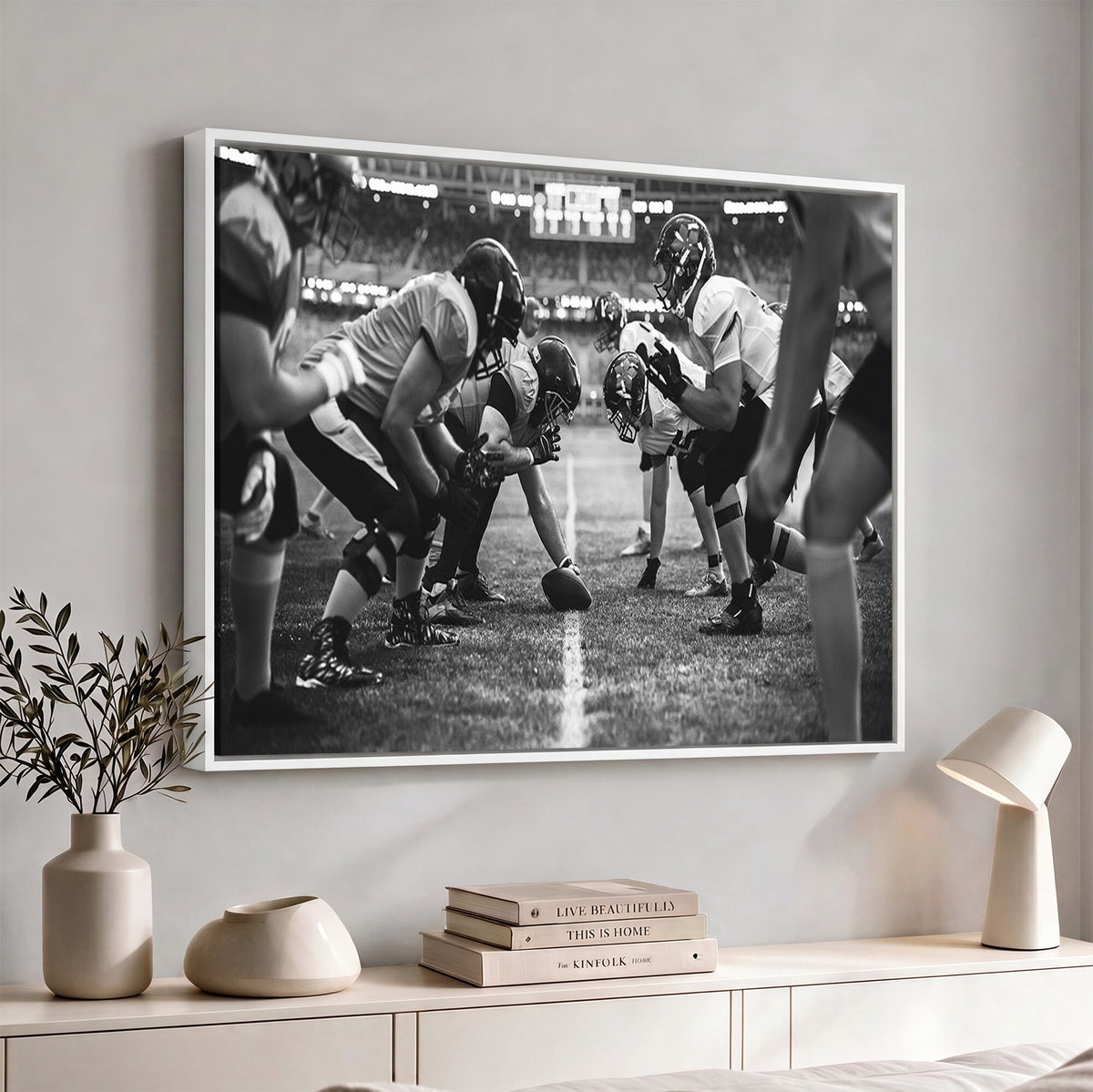 13273-MGV-CV-36X24 - American Football Wall Art Canvas Print Framed Stadium Sport