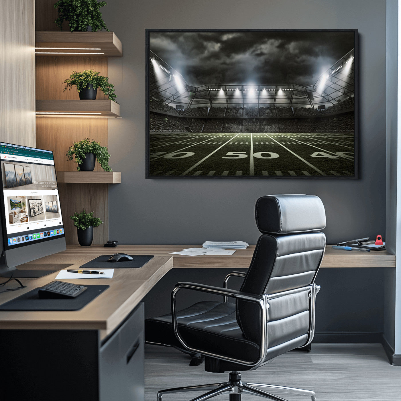 90107-MGV-CV-36X24-American Football Stadium Wall Art Canvas Print, Stadium Sport Wall Art Print