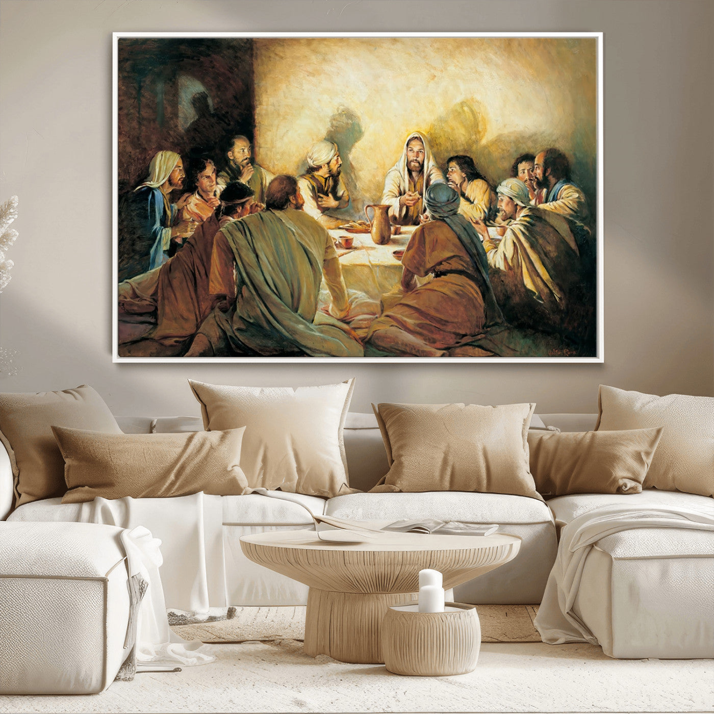 MGV-FC-36X24 - Last Supper Wall Art Canvas Print, Framed Jesus Painting Art Picture Print, Moderne Bibel Perfect Traditional/Religious Decor Artwork