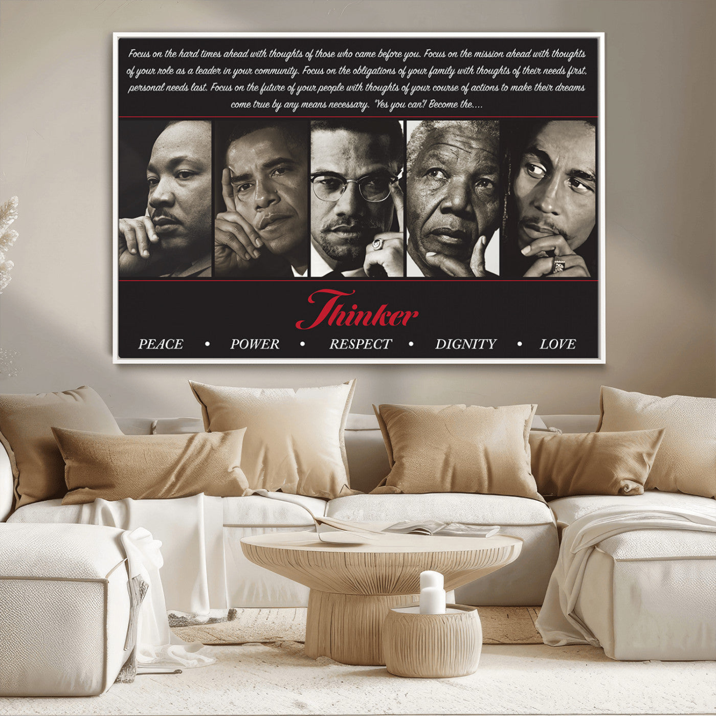 MGV-FC-36X24 - Thinkers of Wall Art Canvas Print - Inspirational Wall Art Featuring Icons of Peace, Power, and