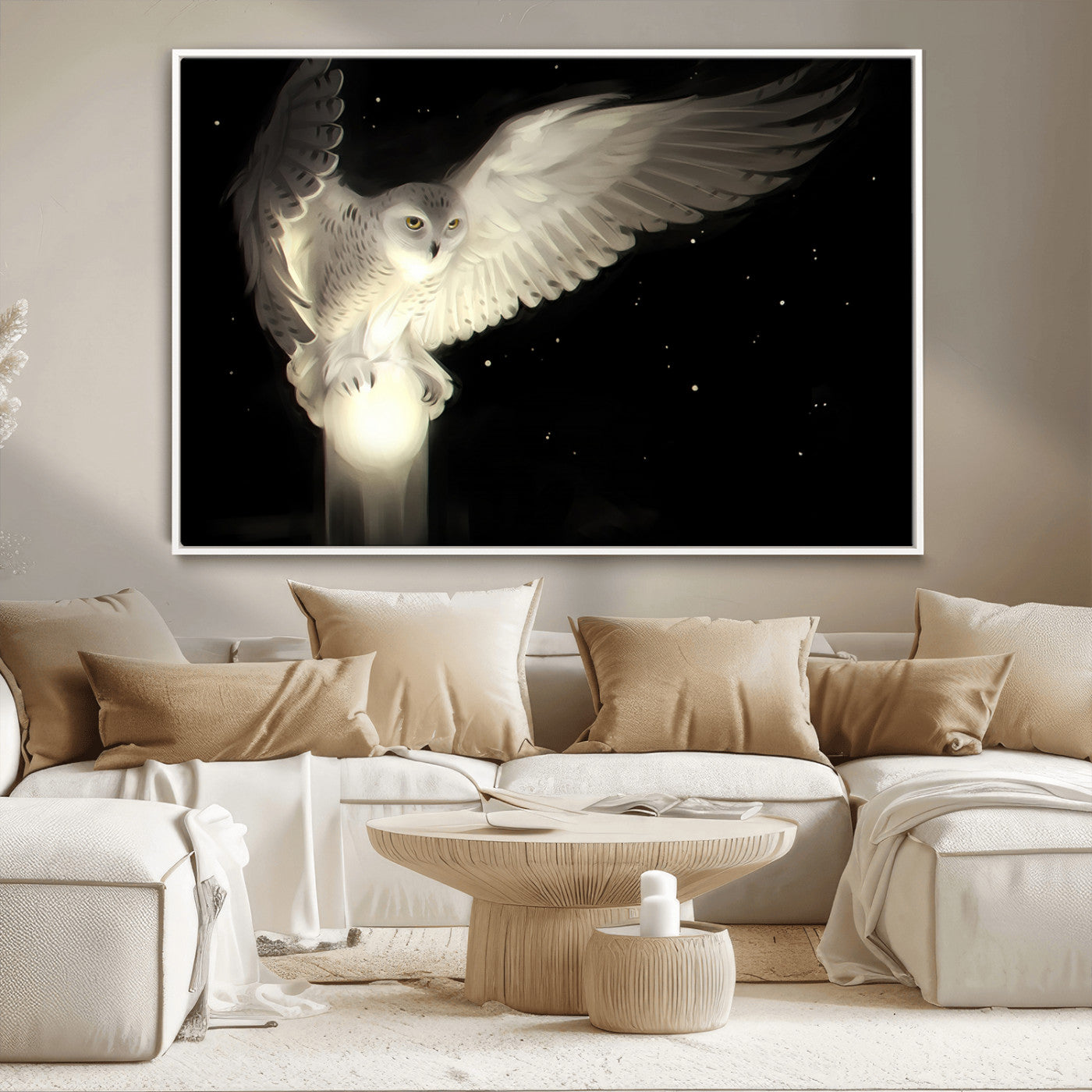 MGV-FC-36X24 - Night Owl Art -  Illuminating the Darkness – Unique Animal-Inspired Wall Art for Modern Decor |