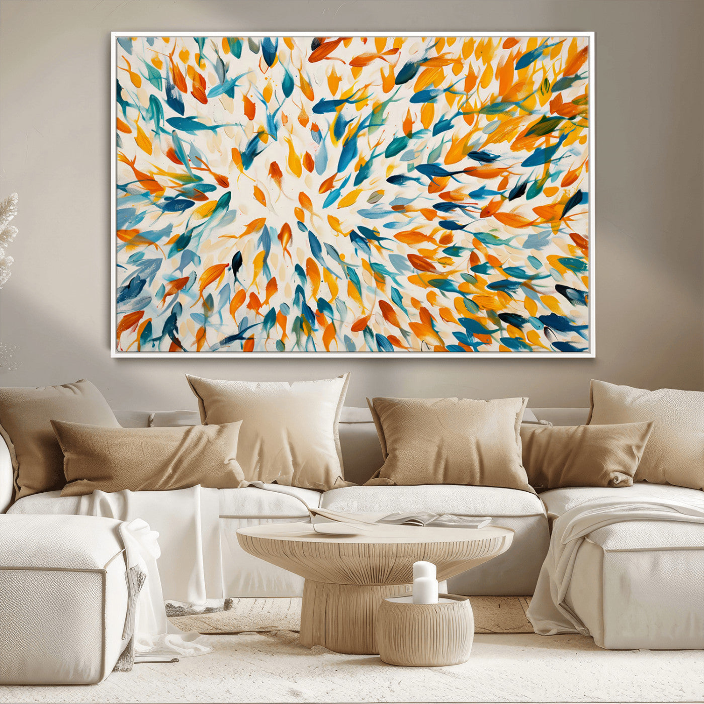 59969-MGV-FC-36X24_White-Colorful Fish Wall Art Print – Abstract Ocean-Inspired Wall Art for Modern Spaces | Framed Canvas,