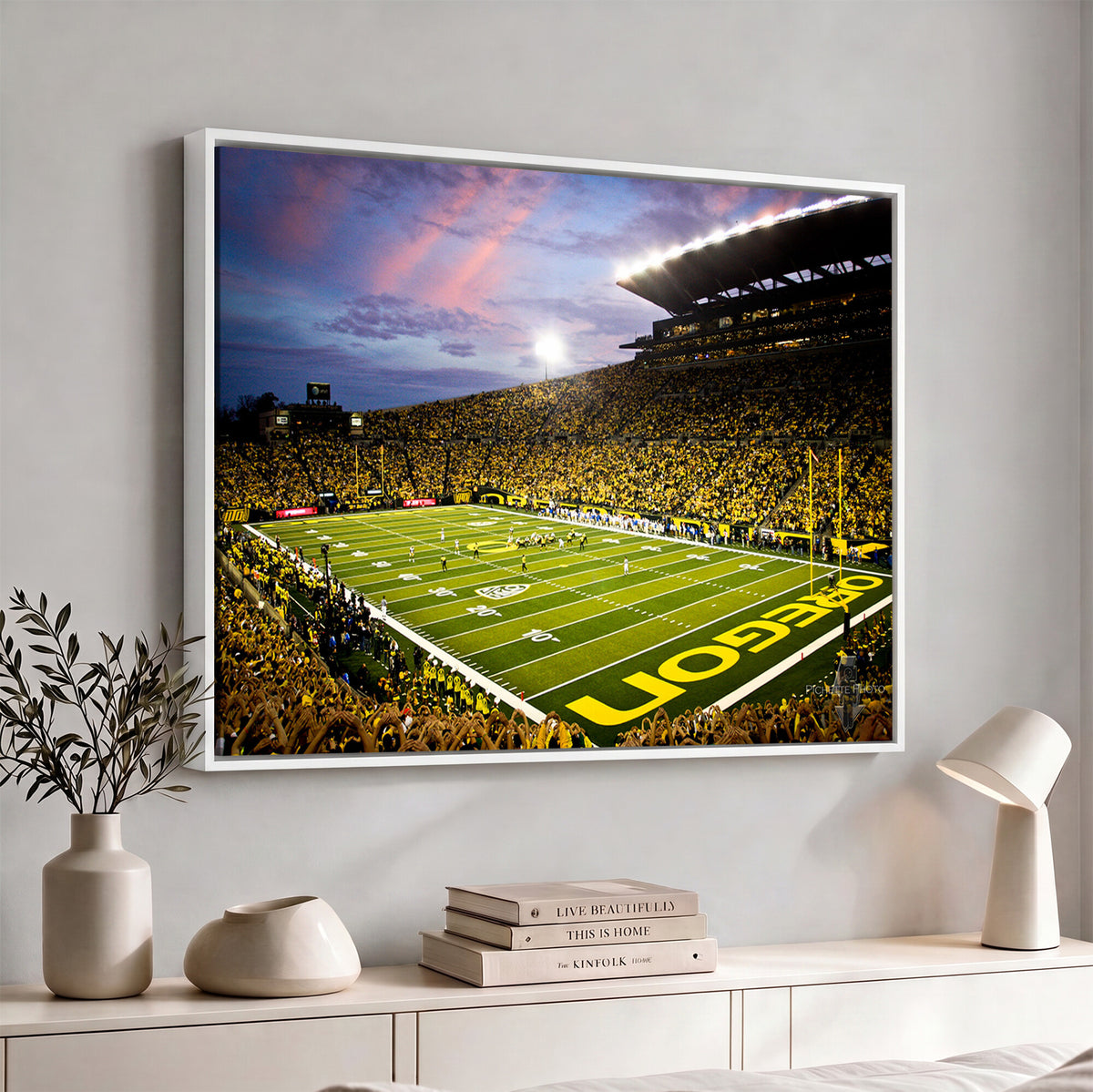 72017-MGV-CV-36X24 - University of Oregon Ducks Football Team Print, Eugene, Framed and Ready to Hang