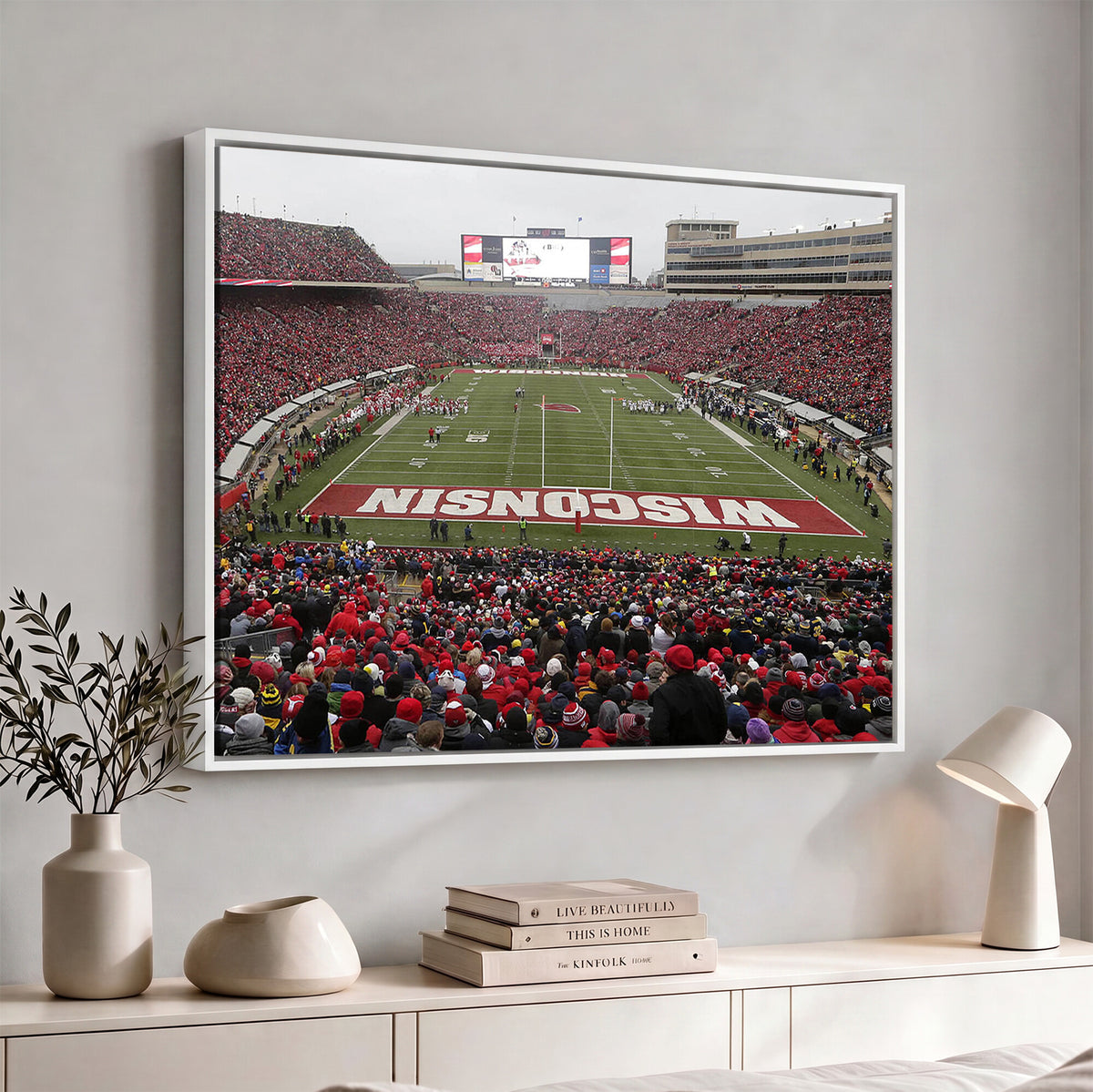 23461-MGV-CV-36X24 - Wisconsin Badgers Team Print Canvas, Madison Camp Randall Stadium Wall Art