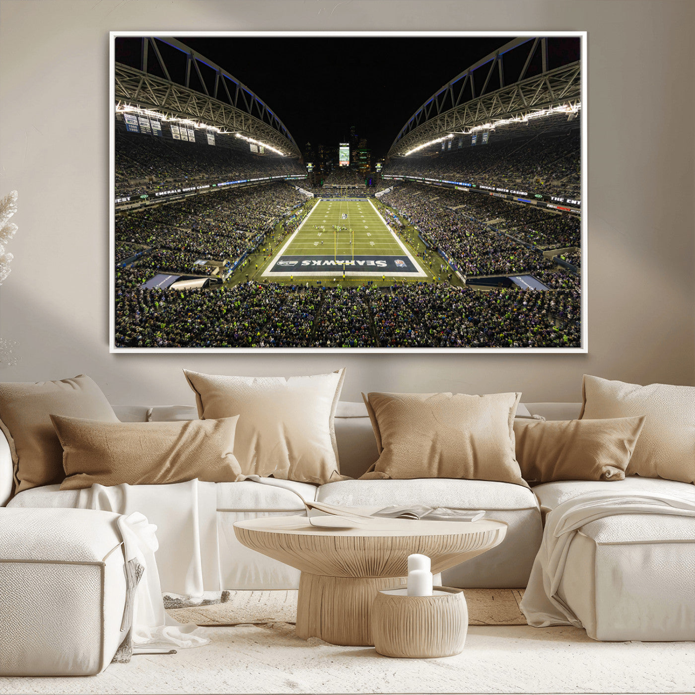 MGV-FC-36X24 - Seattle Seahawks Football Team Print Wall Art - Seattle Century Link Field Stadium Wall Art Canvas