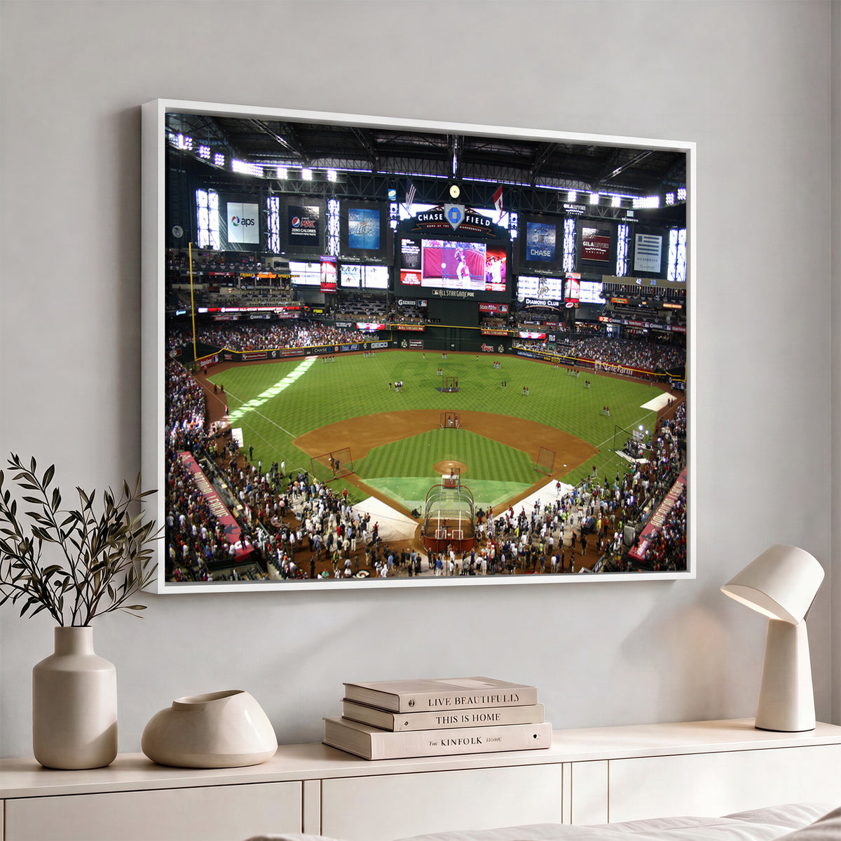 91630-MGV-CV-36X24 - Arizona Diamondbacks Baseball Team Print, Phoenix Chase Field Baseball Stadium Wall Art