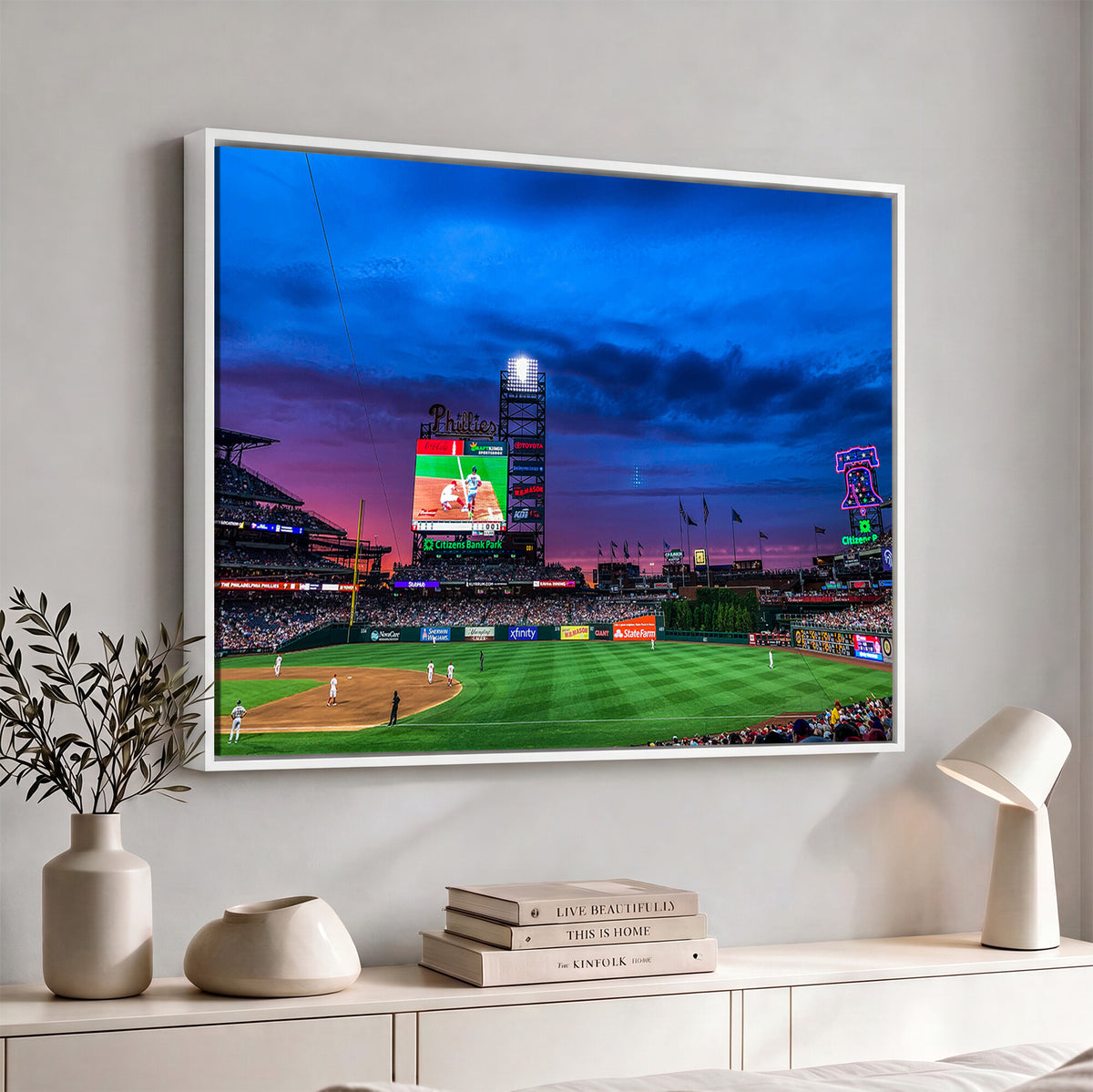 20427-MGV-CV-36X24 - Philadelphia Phillies Baseball Team Print, Citizens Bank Park, Extra Large Game Room Wall Decor