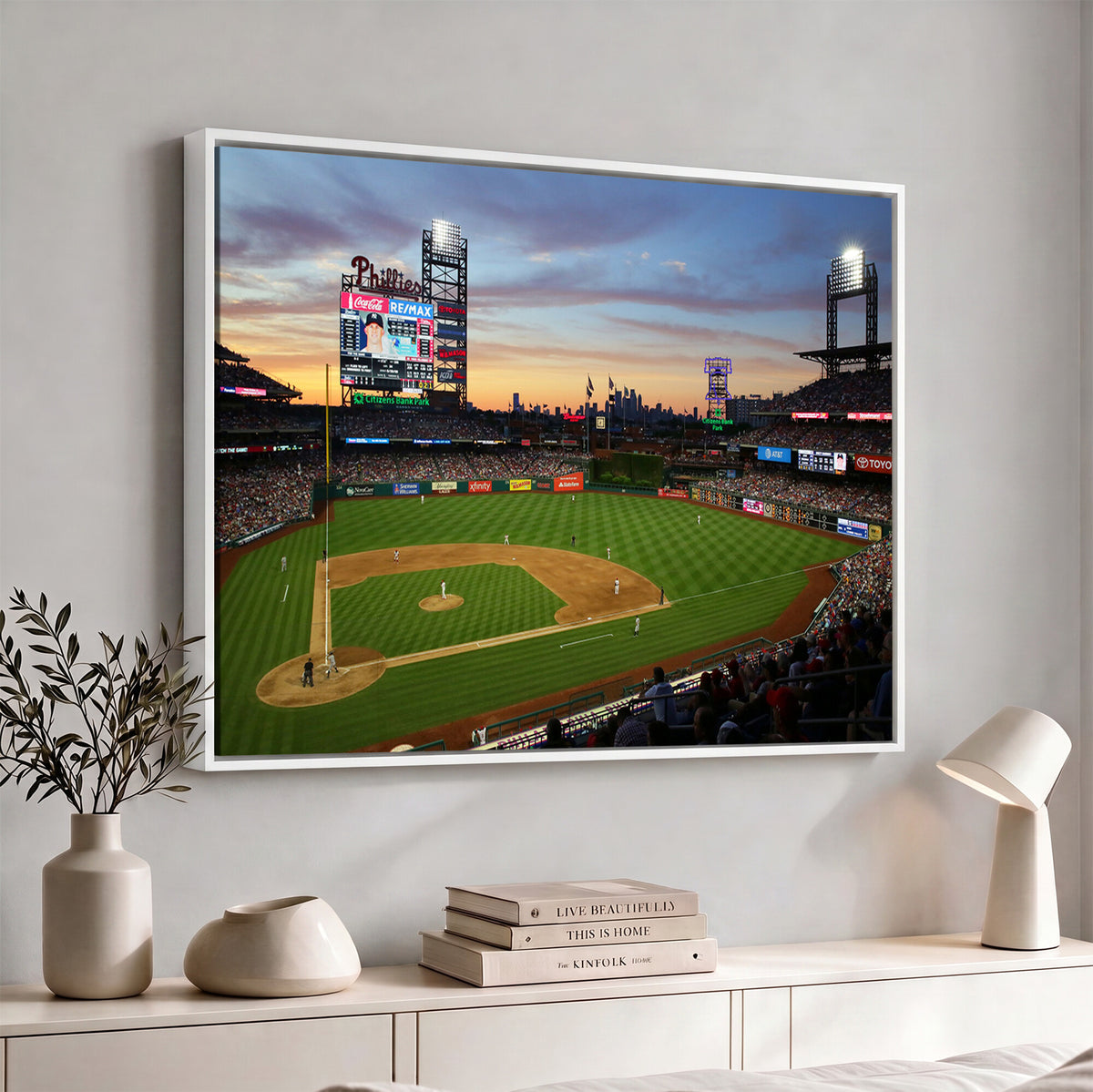 13778-MGV-CV-36X24 - Citizens Bank Park Philadelphia Phillies Wall Art Canvas | 3-Panel Canvas Print of Phillies Stadium