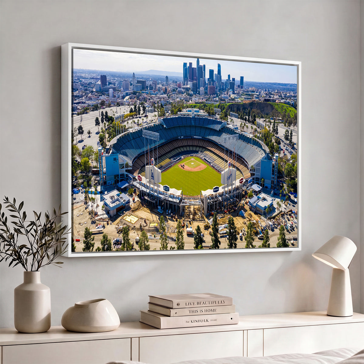 58596-MGV-CV-36X24 - Los Angeles Dodgers Dodger Stadium Wall Art Canvas Print, Extra Large Game Room Wall Decor