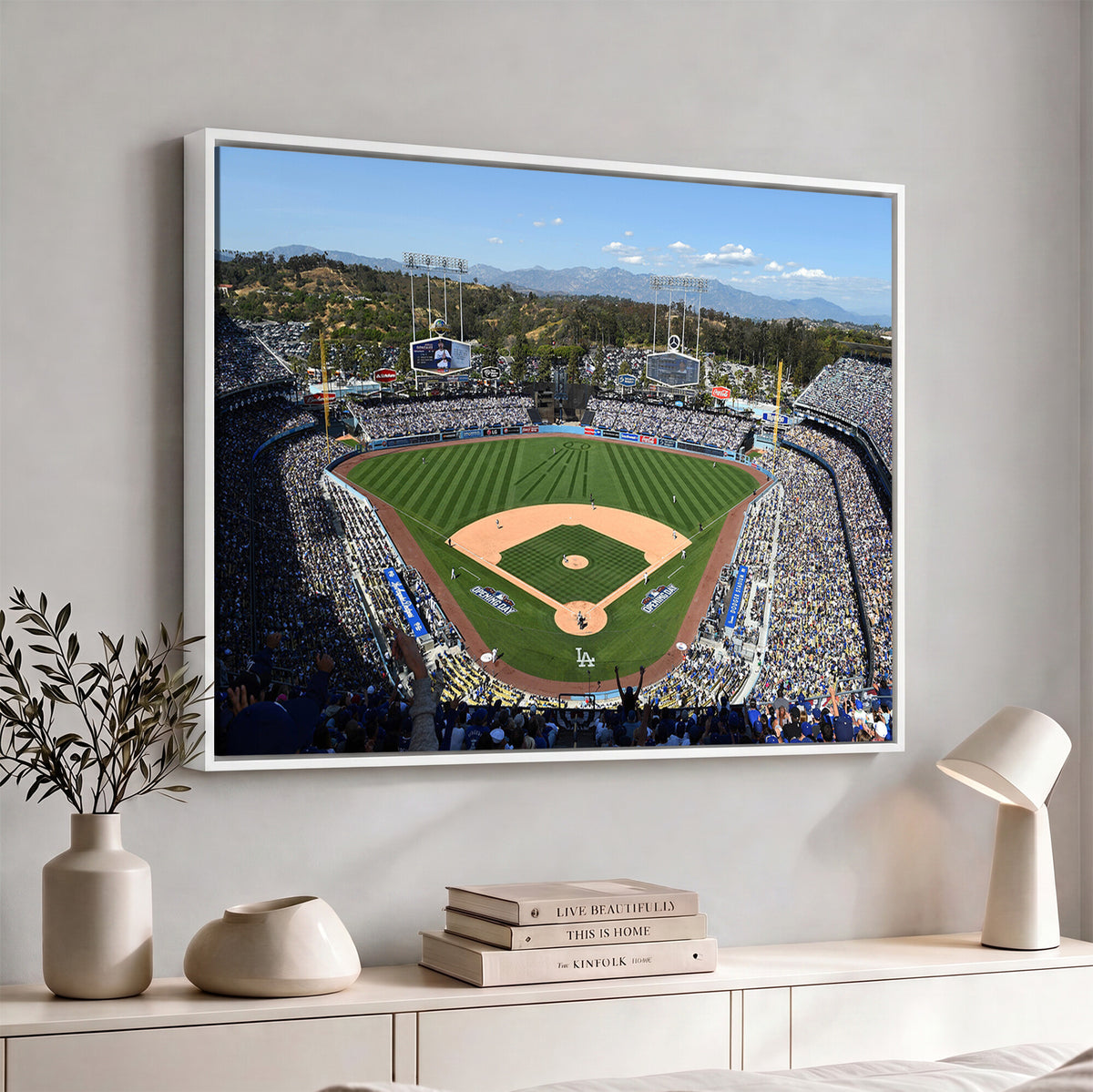 20436-MGV-CV-36X24 - Los Angeles Dodgers Dodger Stadium Wall Art Canvas Print, Framed and Ready to Hang