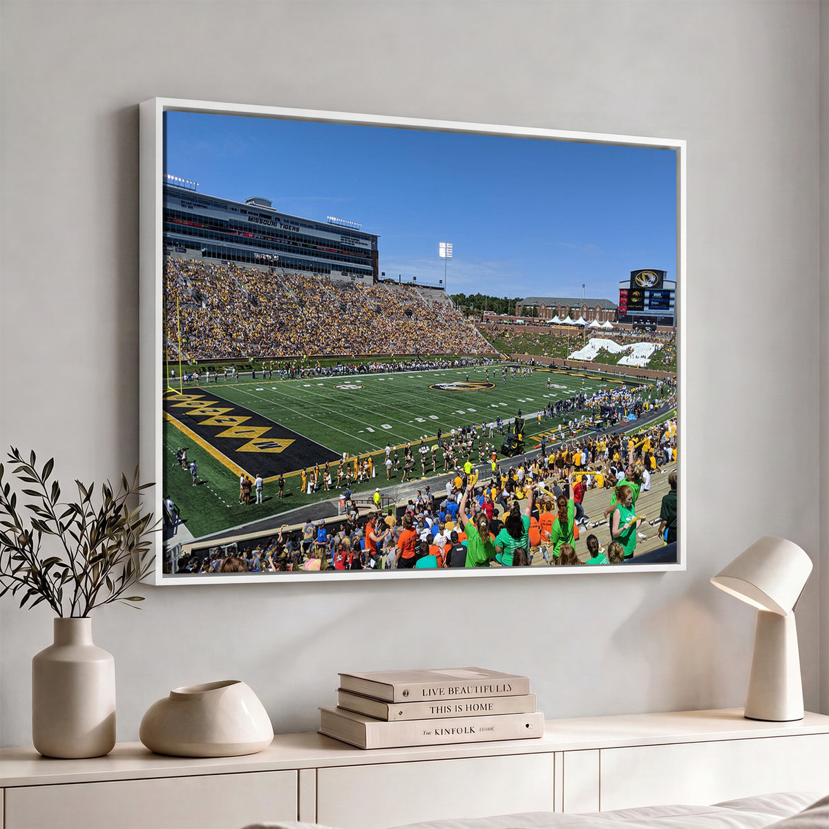 38399-MGV-CV-36X24 - University of Missouri Tigers Football Team Print, Columbia Faurot Field Memorial Stadium Wall Art