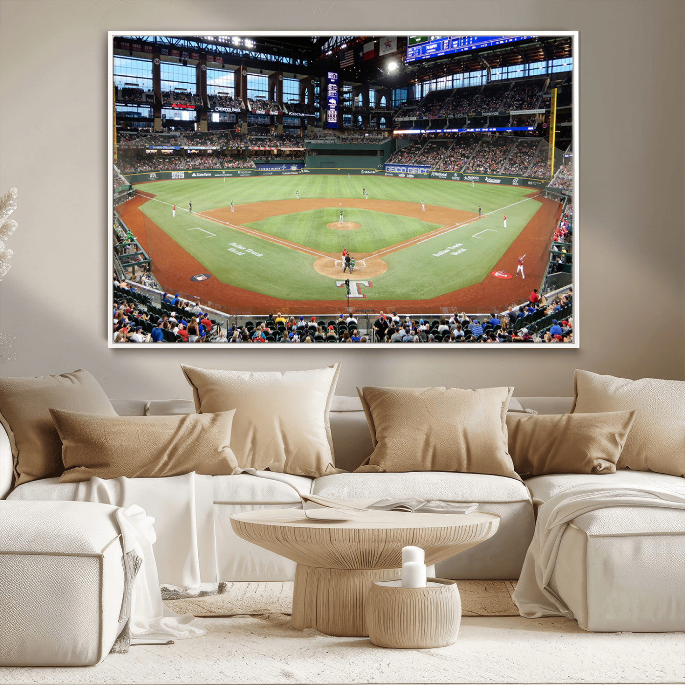MGV-FC-36X24 - Texas Rangers Baseball Team Print - Arlington Globe Life Field Stadium Canvas Print Wall Art