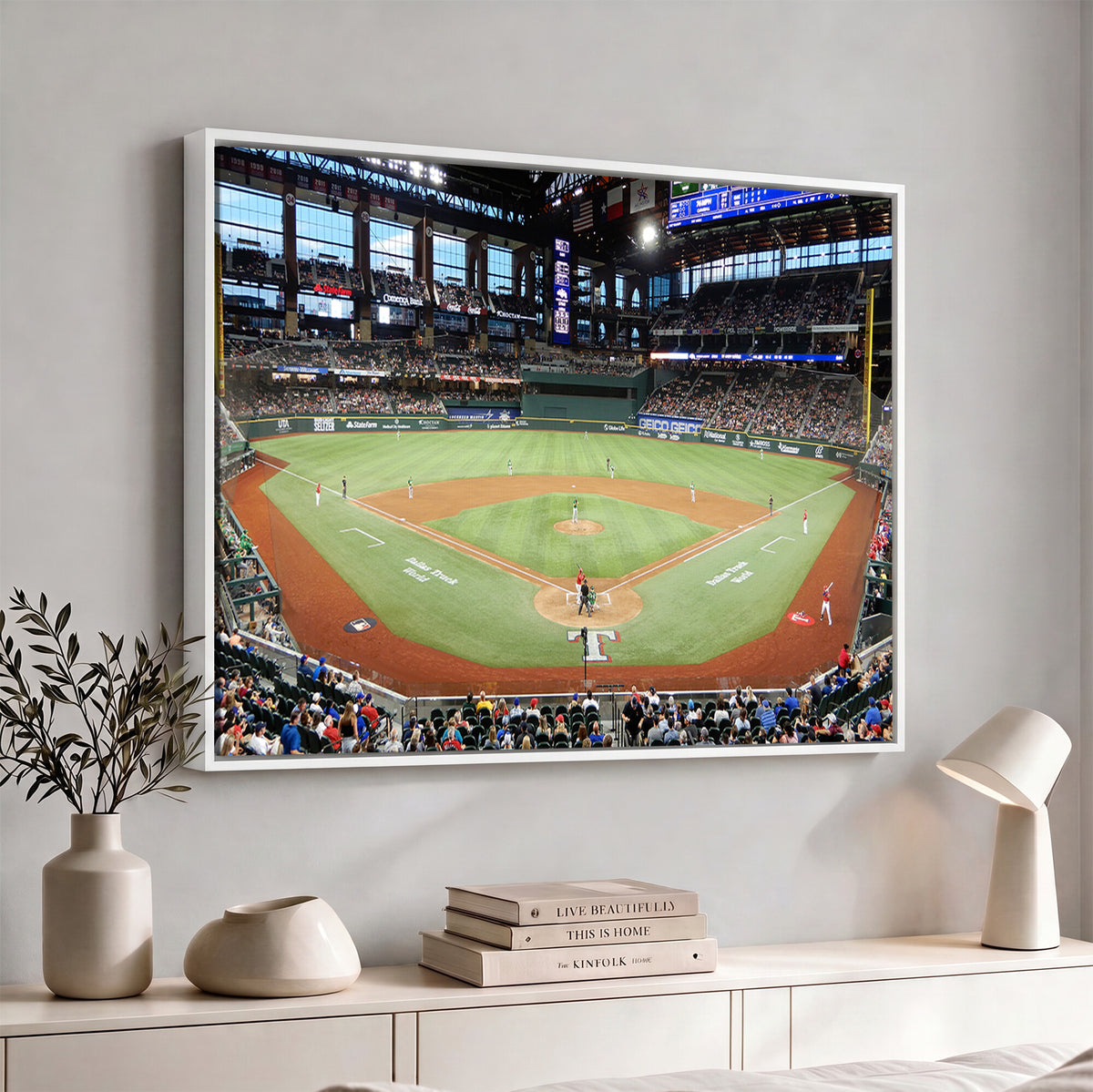 78468-MGV-CV-36X24 - Texas Rangers Baseball Team Print, Arlington Globe Life Field Stadium Wall Art