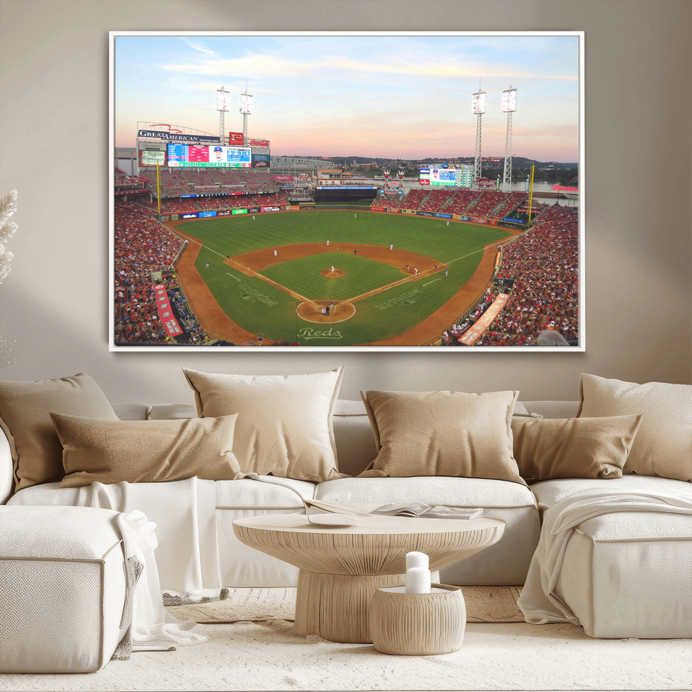 MGV-FC-36X24 - Cincinnati Reds Baseball Print Canvas- Cincinnati Great American Ball Park Stadium Wall Art Canvas