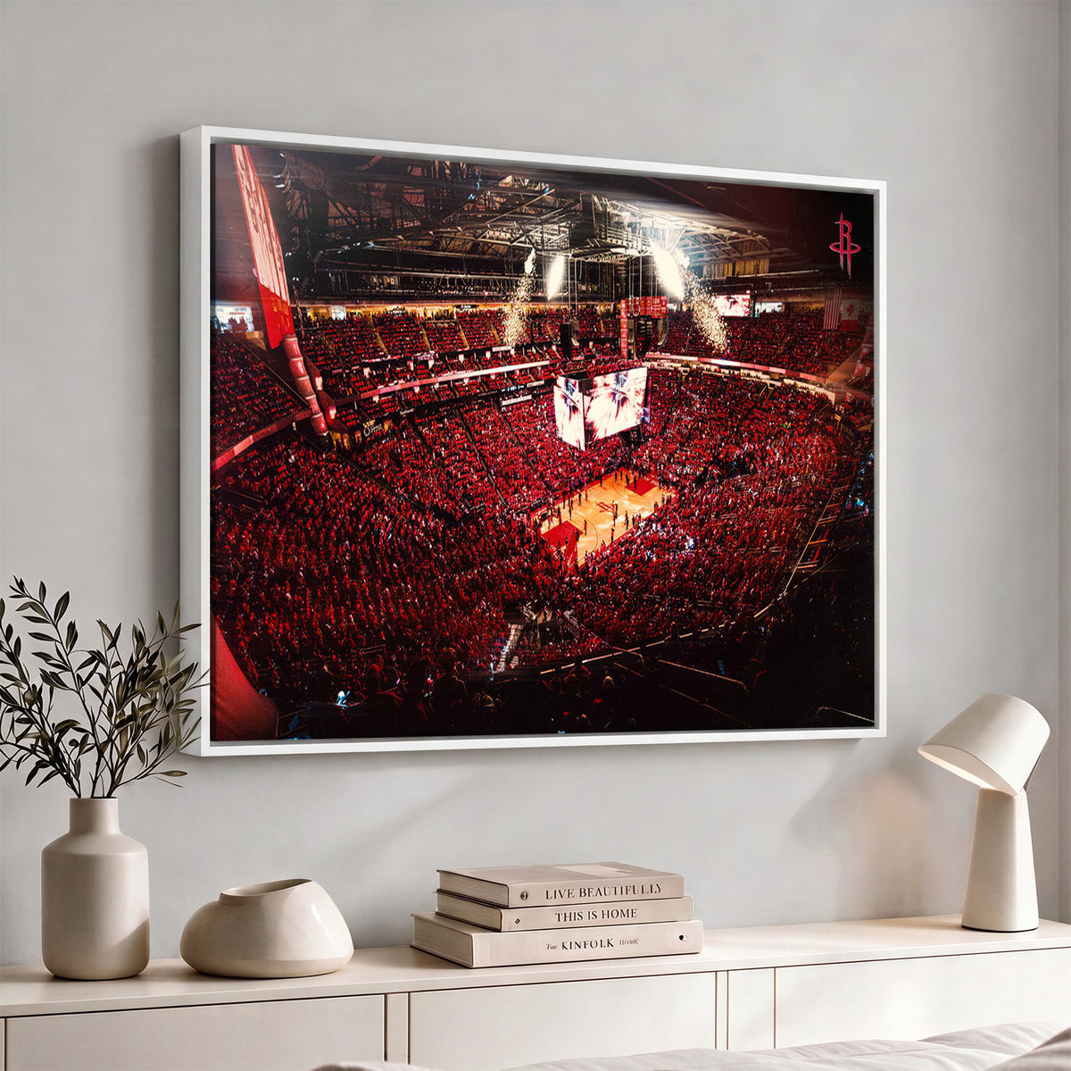 91527-MGV-CV-36X24 - Houston Rockets Basketball Team Print Canvas, Houston Toyota Center Arena Wall Art