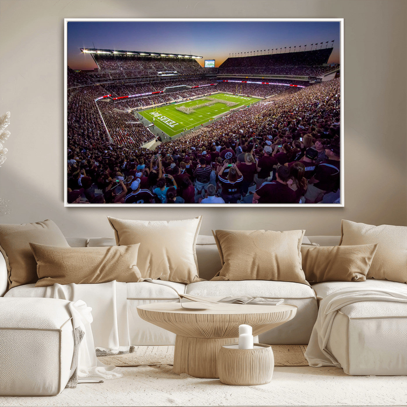 MGV-FC-36X24 - Texas A&M University Aggies Football Team Print - College Station Kyle Field Stadium Wall Art Canvas