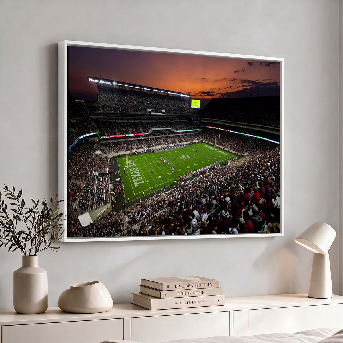 45603-MGV-CV-36X24 - Texas A&M Aggies Football Team Print, College Station Kyle Field Stadium Canvas Wall Art