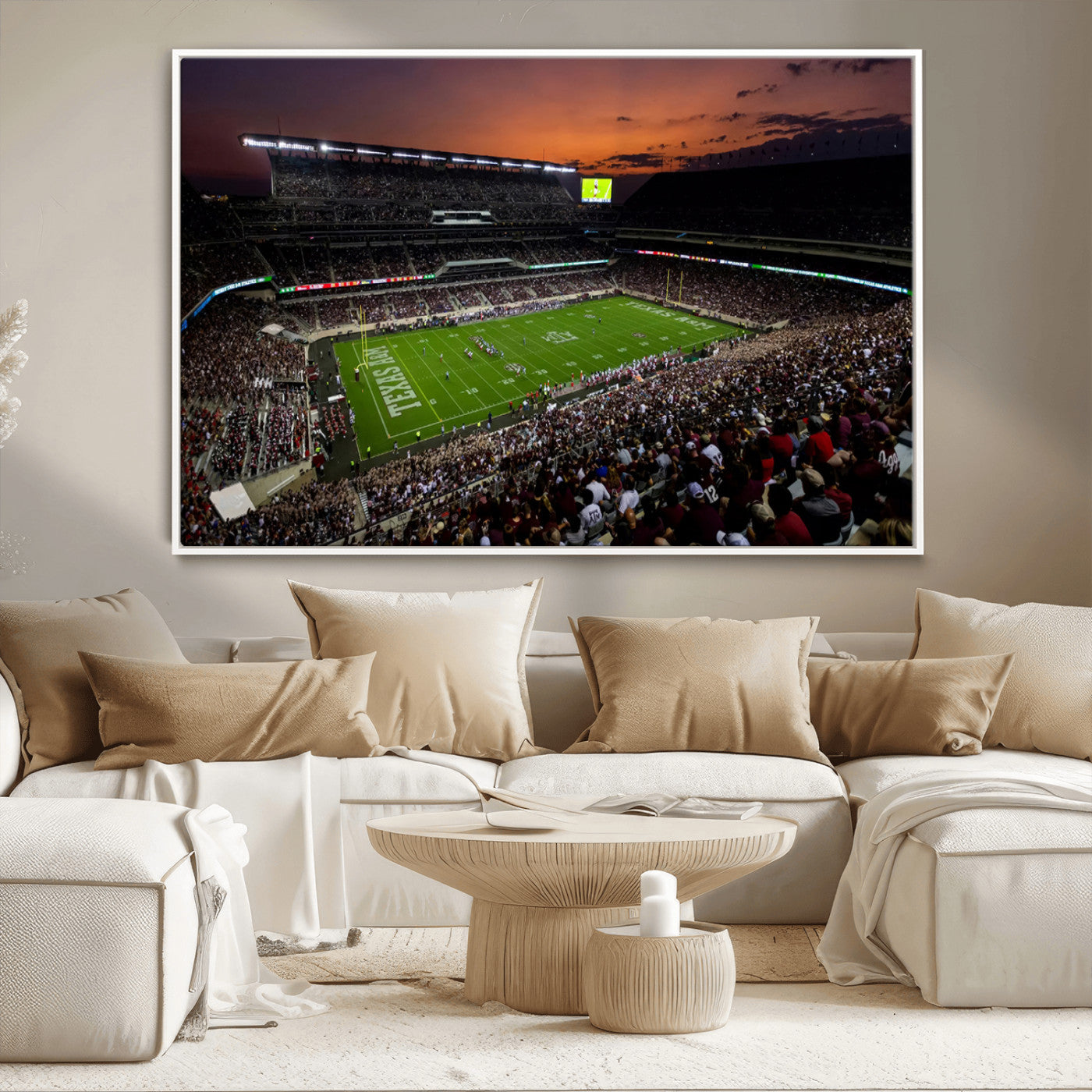 MGV-FC-36X24 - Texas A&M Aggies Football Team Print - College Station Kyle Field Stadium Wall Art Canvas Print