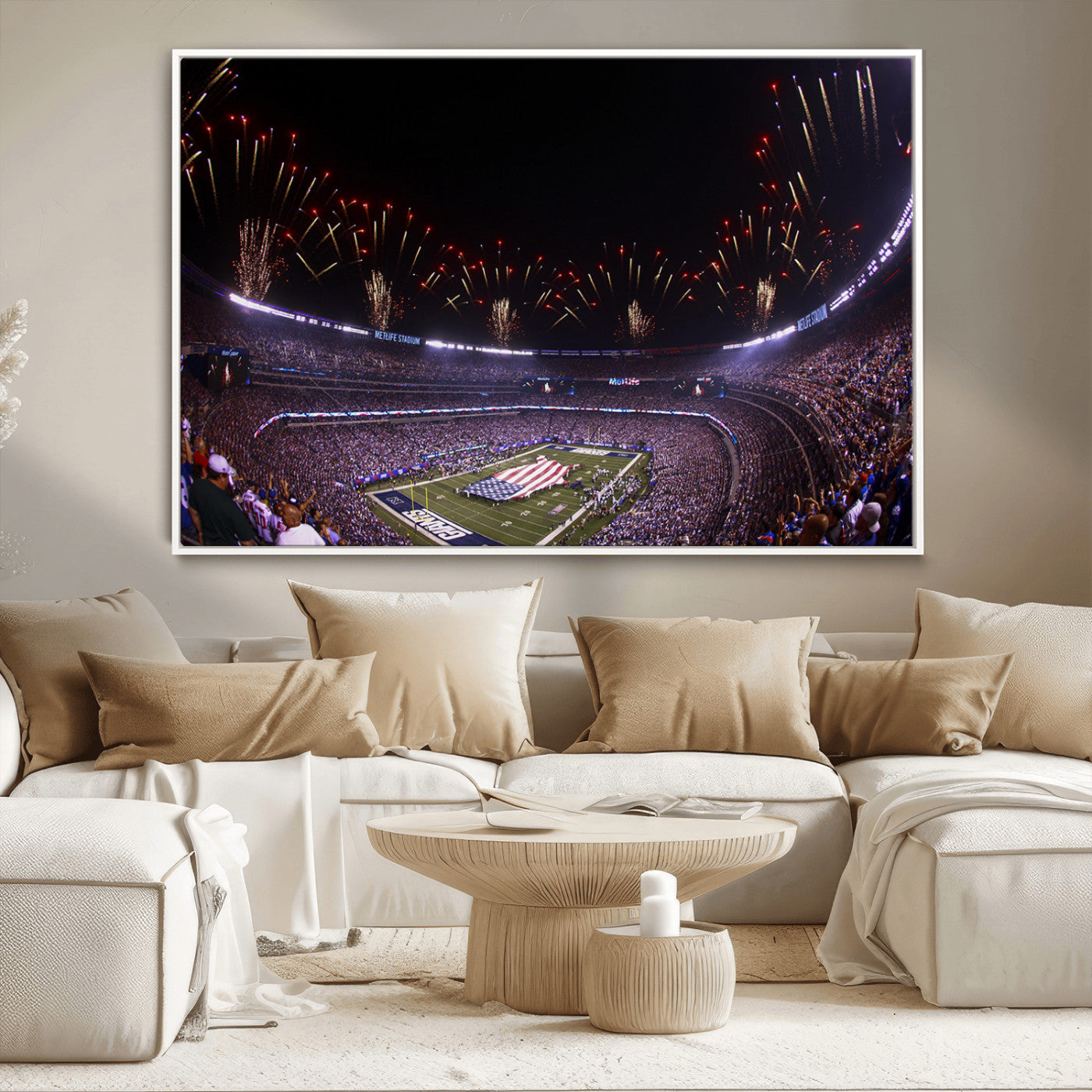 MGV-FC-36X24 - New York Giants Football Team Print - East Rutherford MetLife Stadium Wall Art Canvas Print