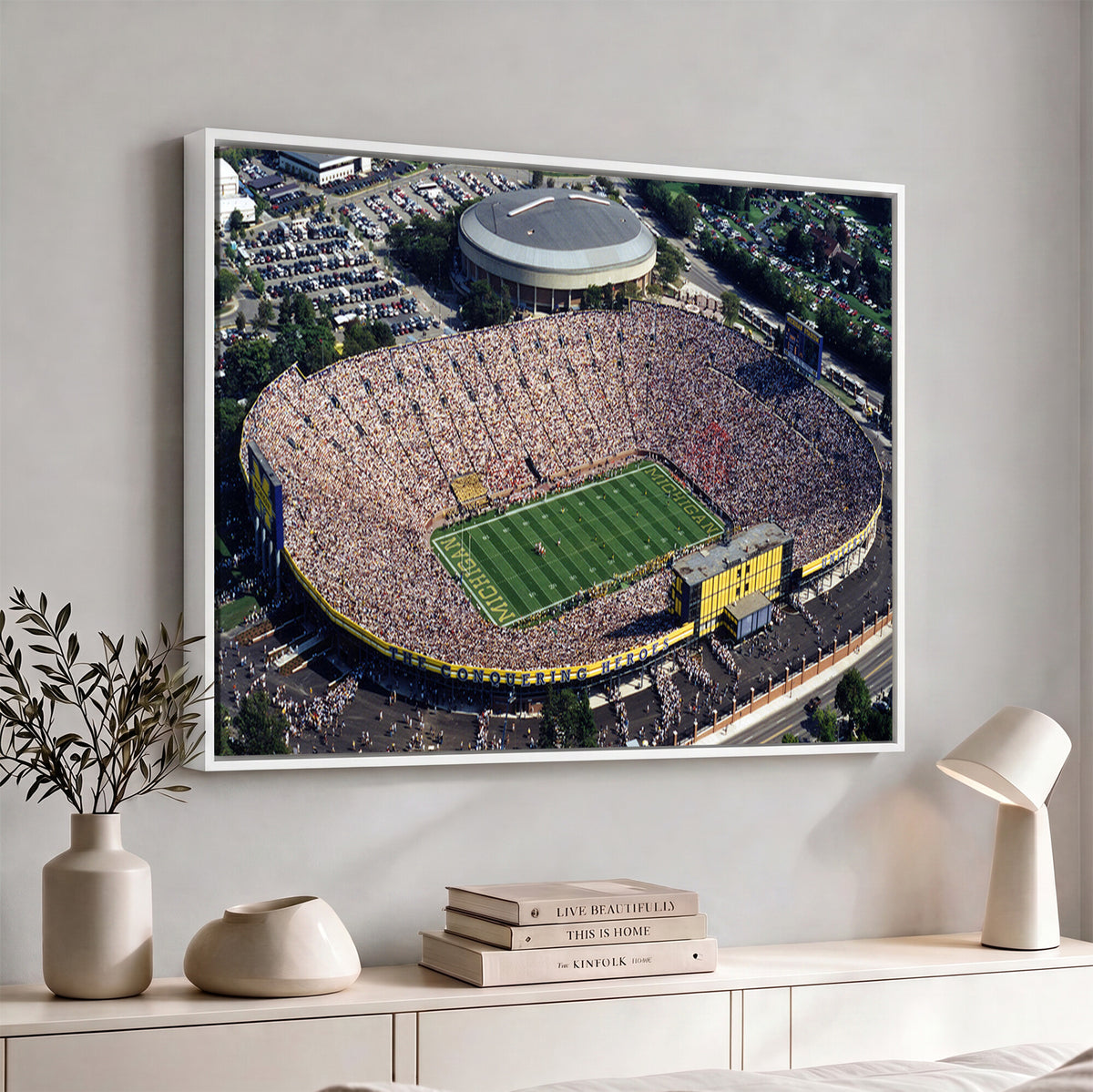 27314-MGV-CV-36X24 - Michigan Wolverines Football Team Print, Ann Arbor Michigan Stadium Wall Art